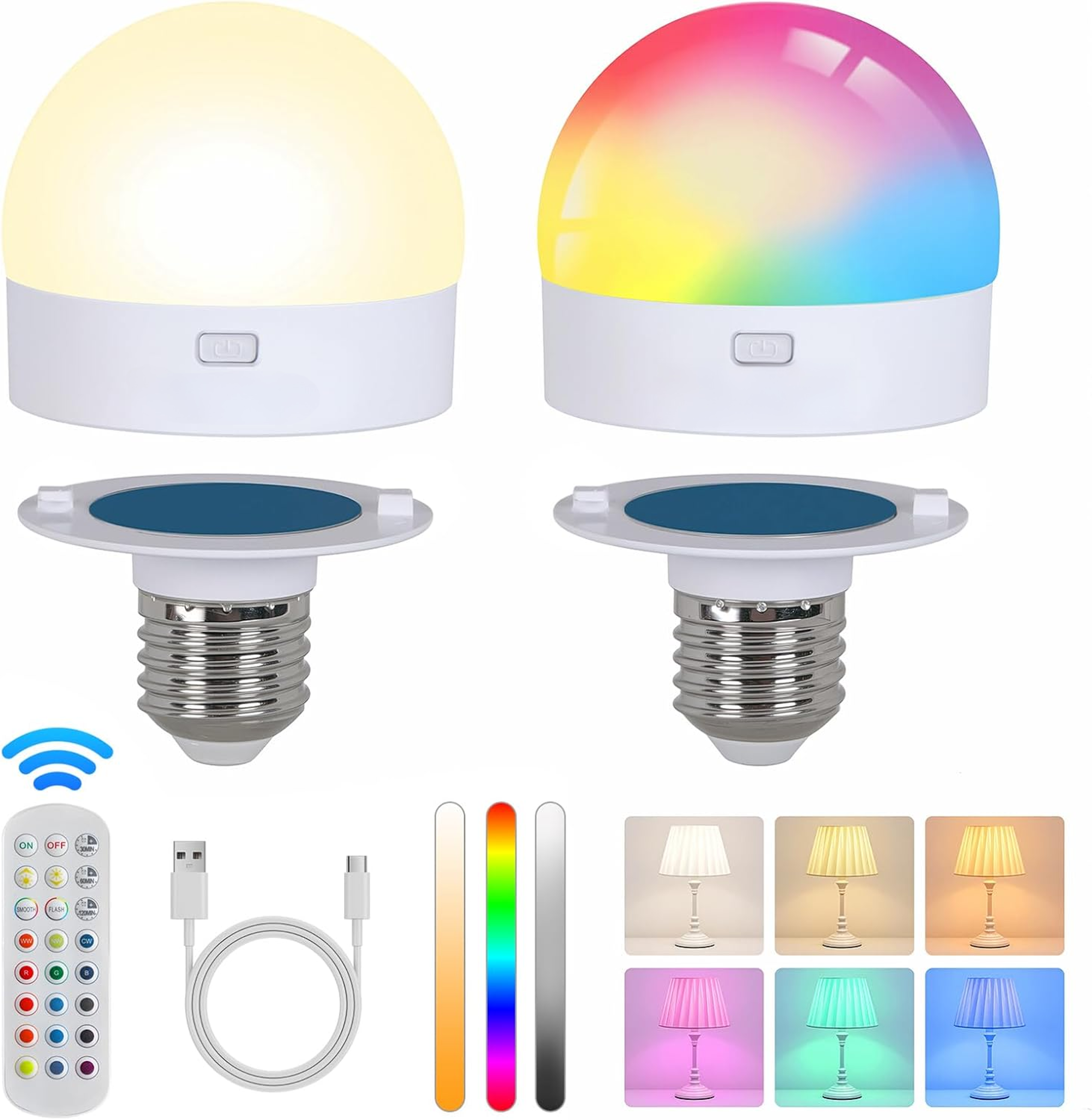 5W Rechargeable LED Lights, Battery Powered Bulbs, USB Fast Charging Timer, Detachable Base Magnetic – view 1