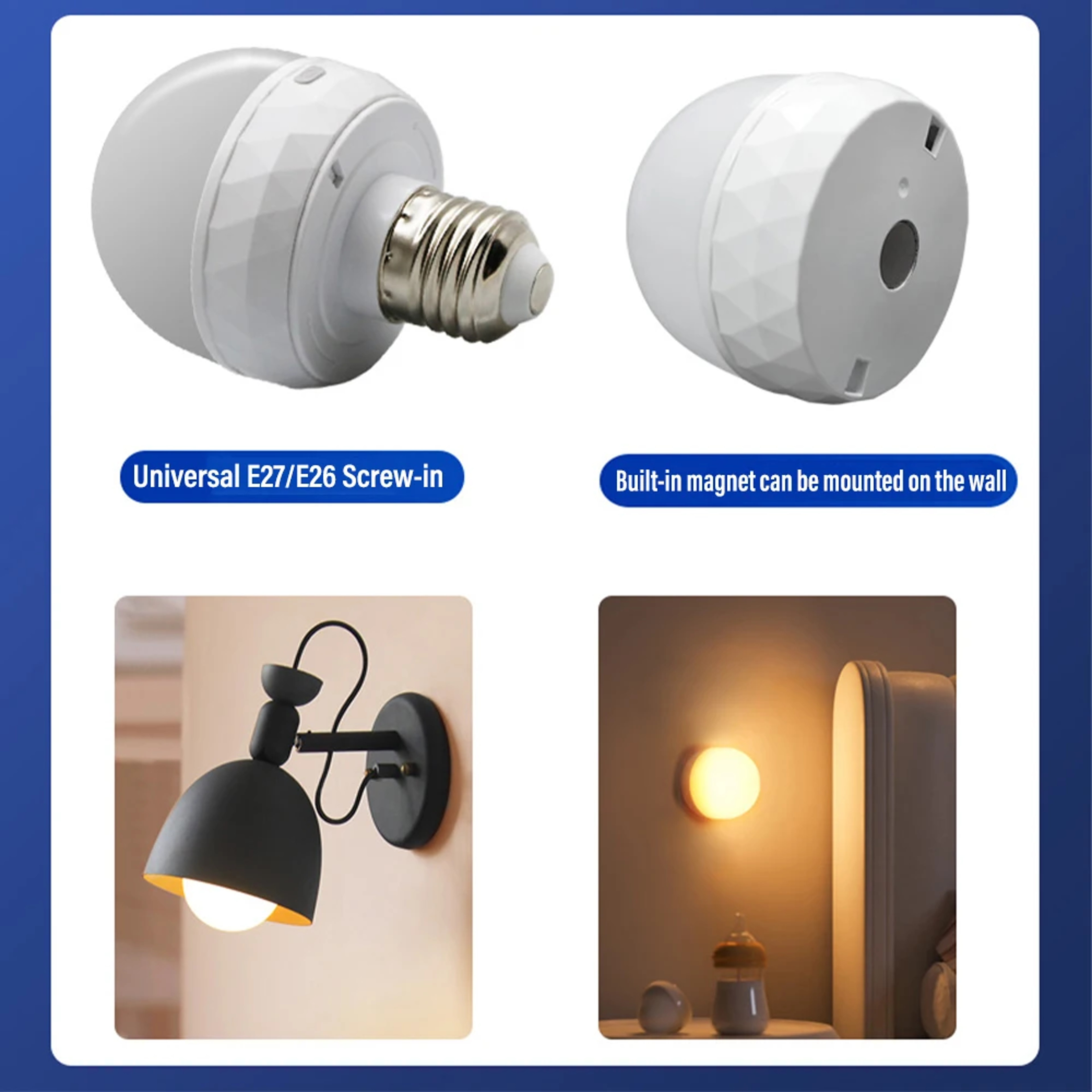 5W Rechargeable LED Lights, Battery Powered Bulbs, USB Fast Charging Timer, Detachable Base Magnetic – view 3