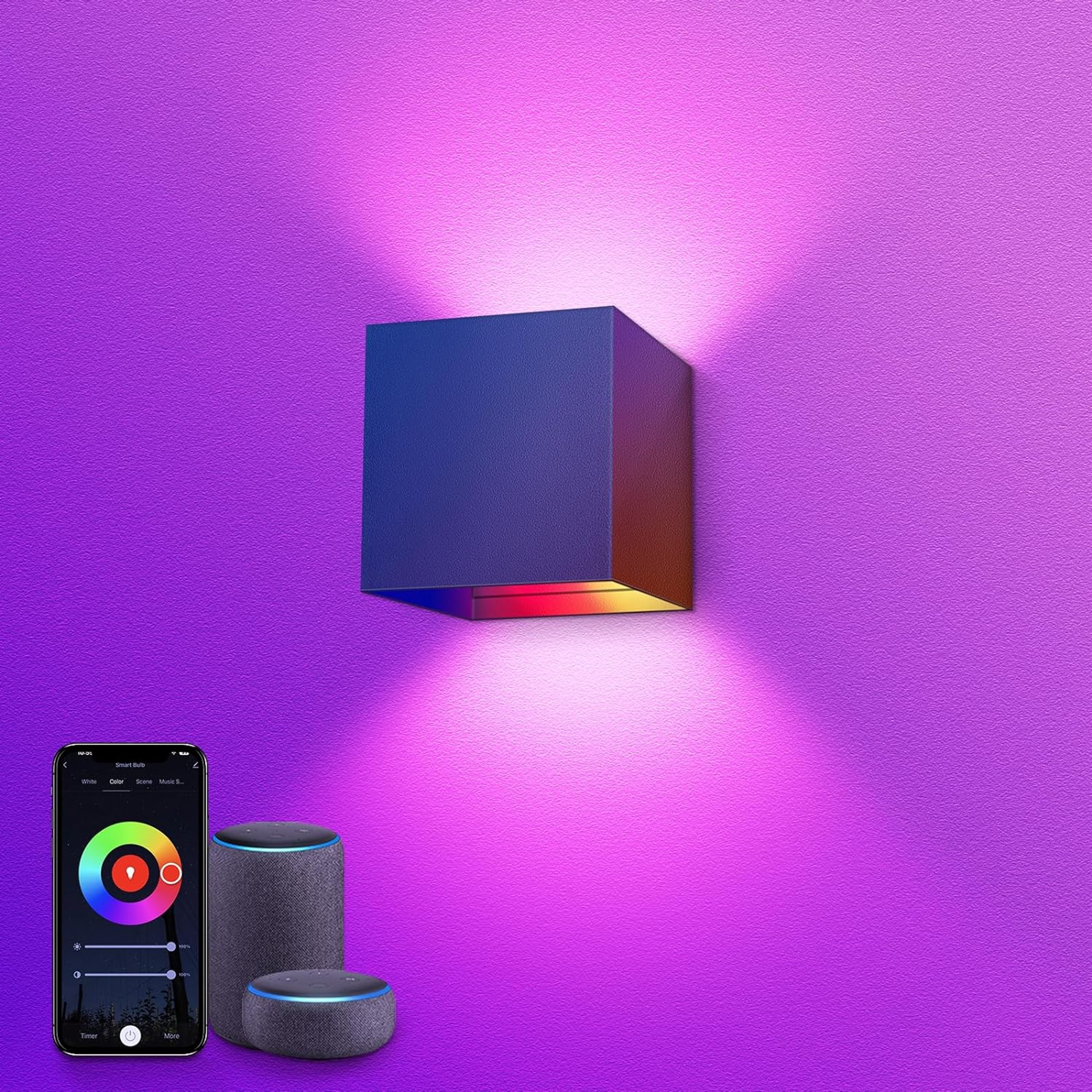 Smart LED Wall Lamp RGBCW  WIFI APP Alexa Control Cube Adjustable Angle Waterproof Aluminum 1
