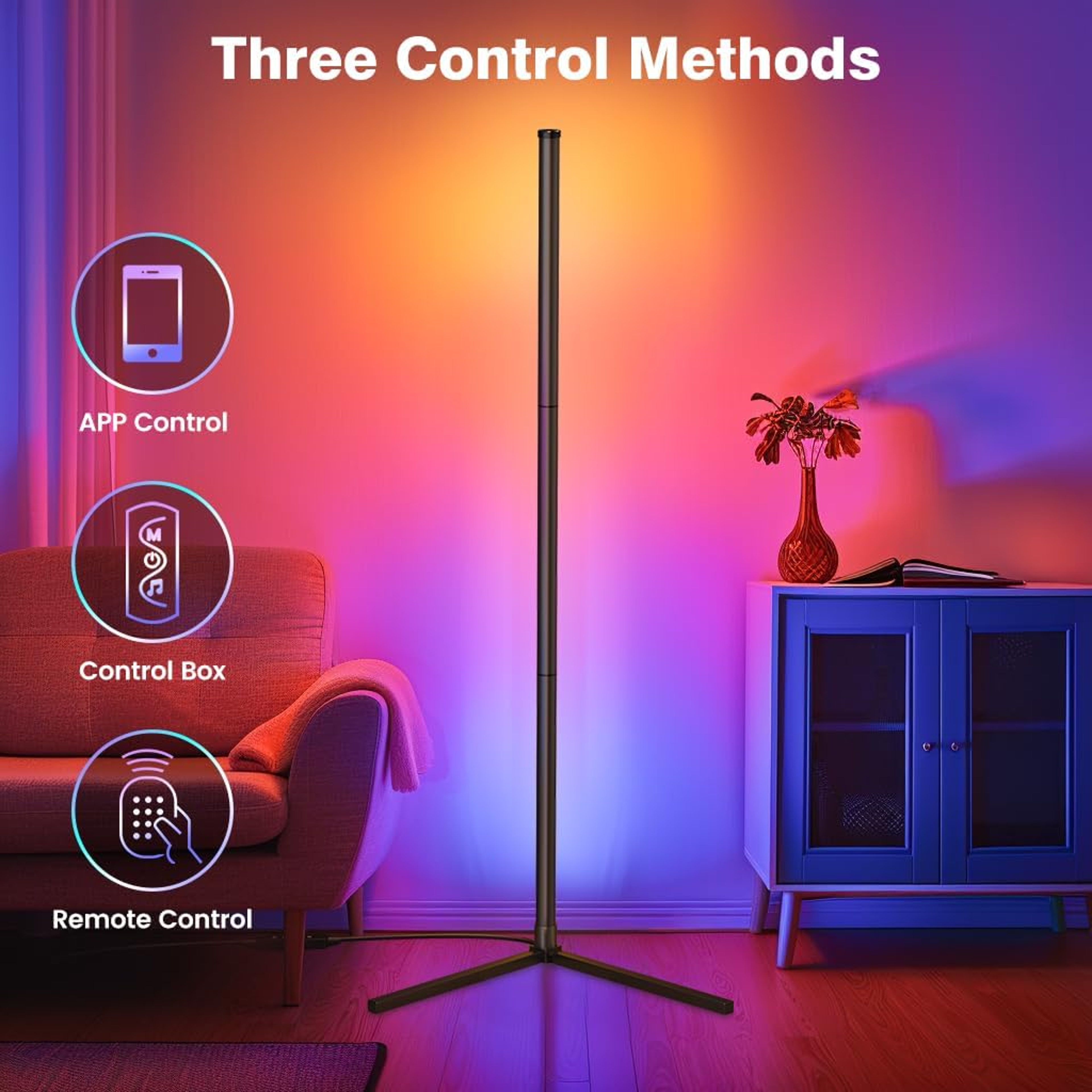 RGB Smart Floor Lamp, Color Changing Scandinavian Style Dimmable Corner Lamp, Bedroom Ambient Lighting, Soft Lighting – view 4