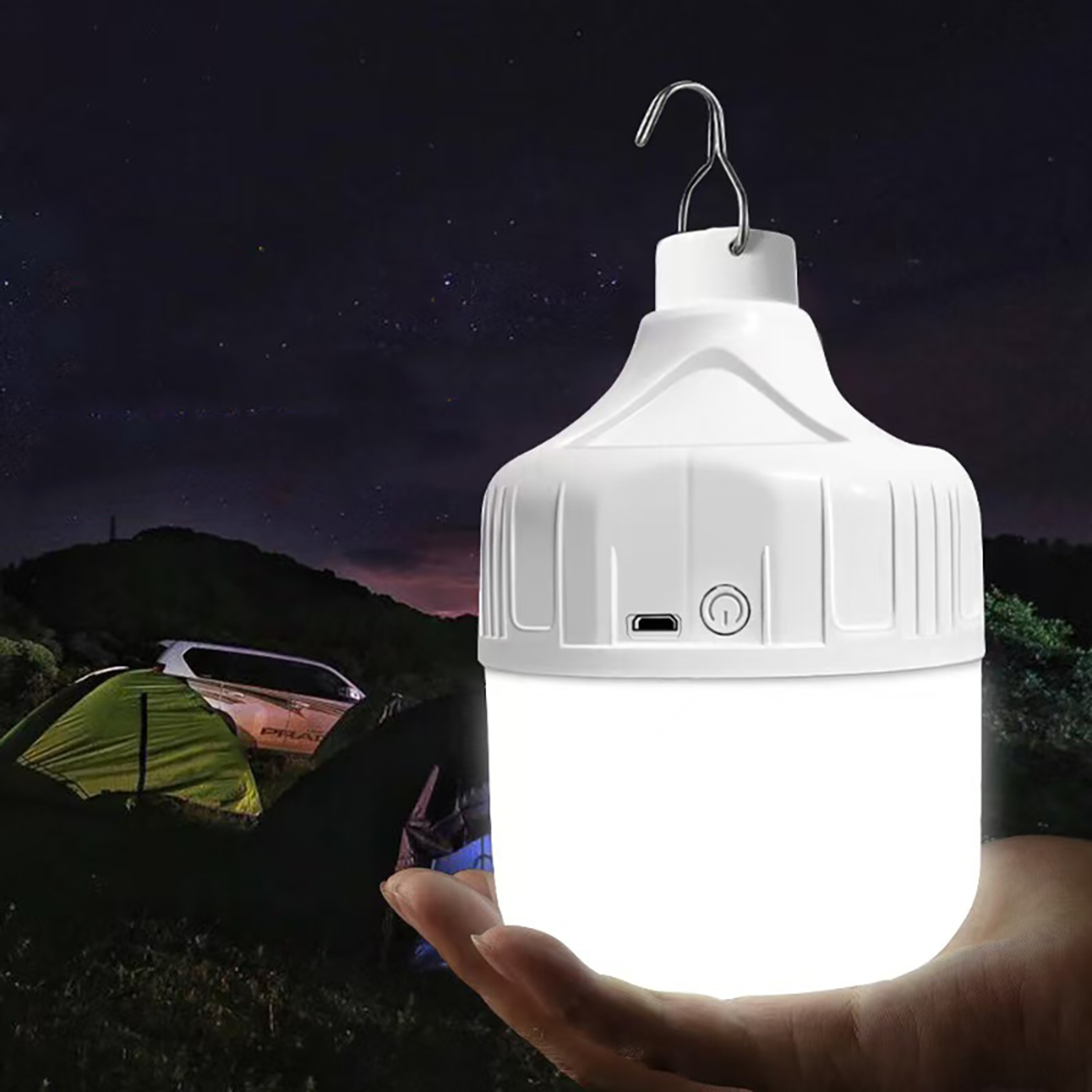 Rechargeable LED Flashlight Outdoor, Super Bright LED Camping Light, Portable Lantern with Hook and Lighting Modes – view 2