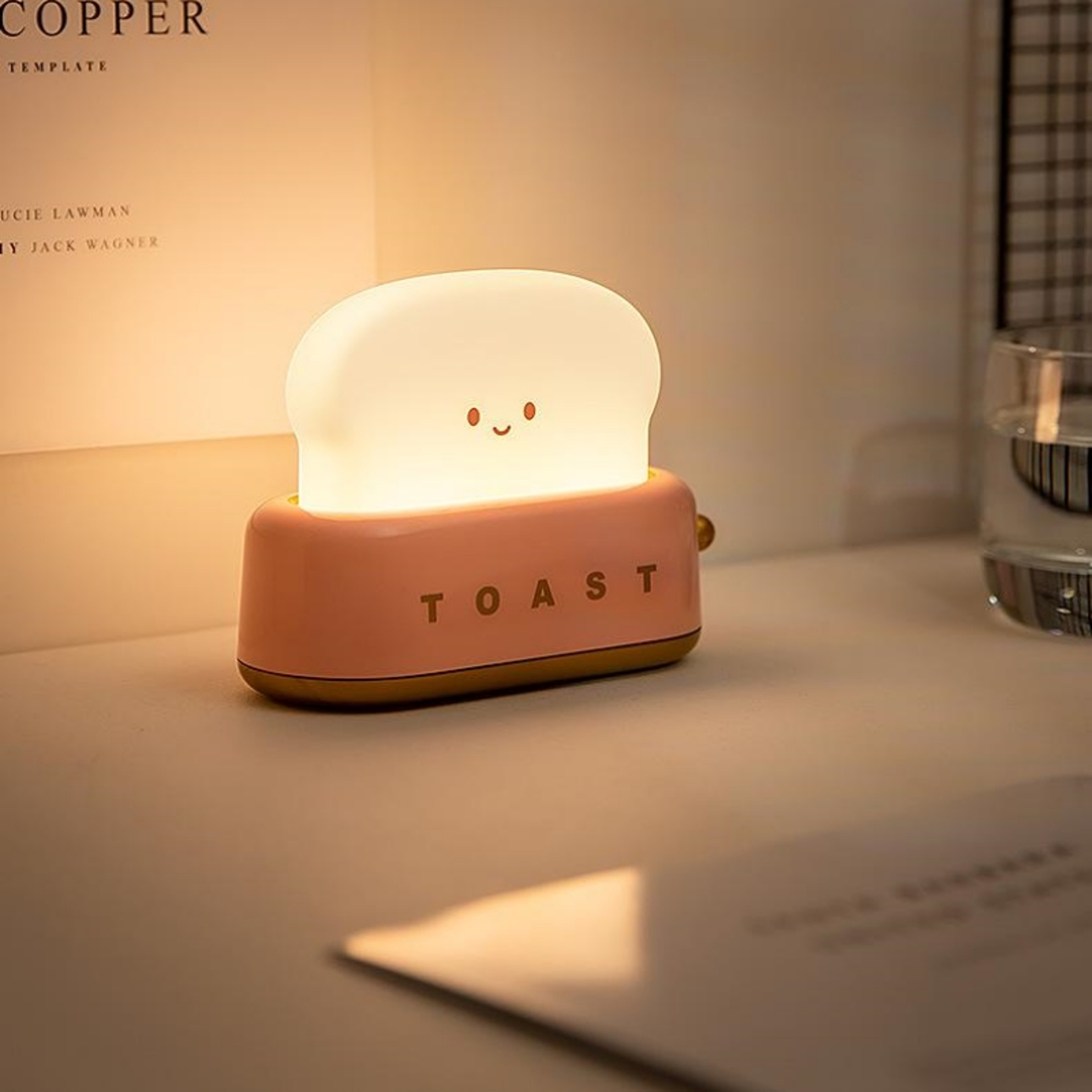 LED Desk Lamp with Charging Function, Creative Bedroom Night Light, Timed Light Off Toast Maker Lamp – view 8