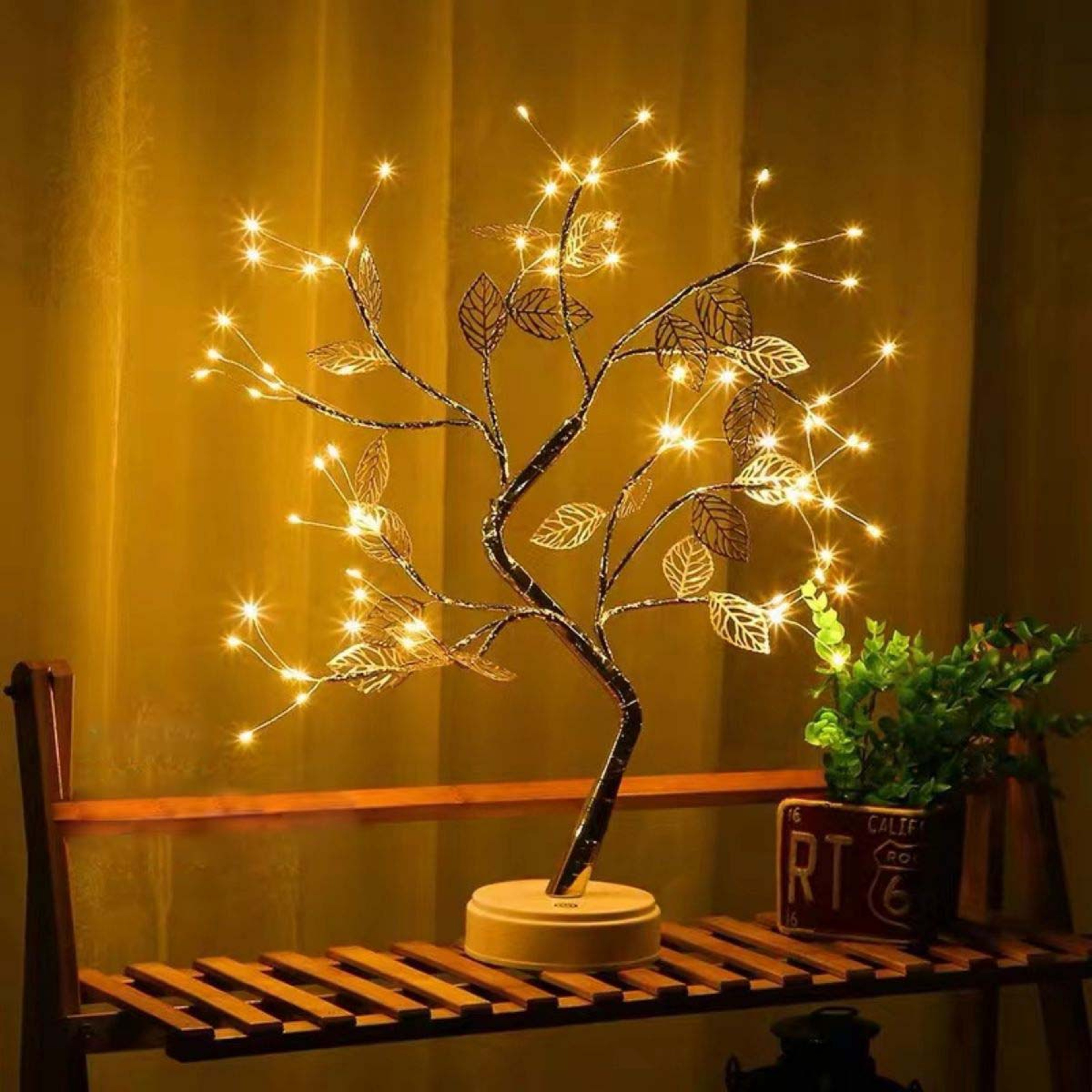 With Golden Leaf Touch Tree Light Night Light Battery Box USB Christmas Decorative Light 5