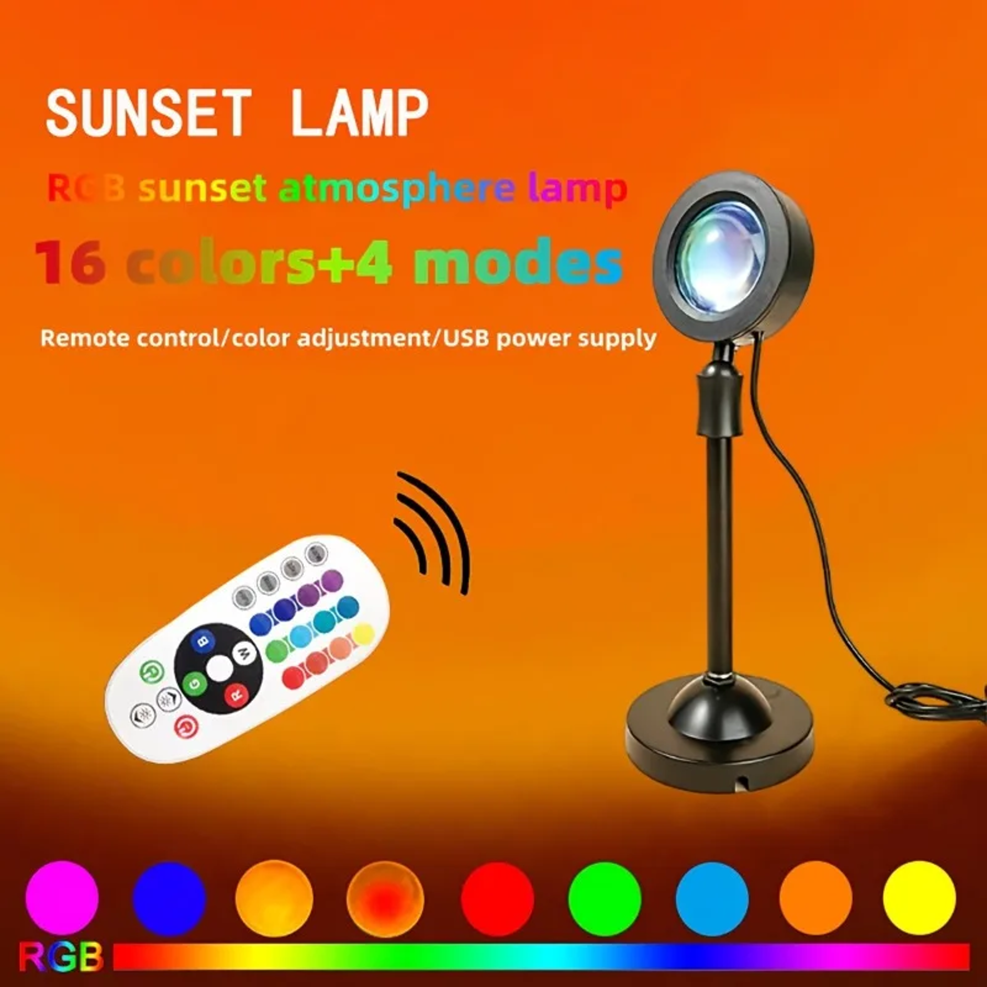 Neon Night Lamp Sunset Projector USB Sunset Light LED Rainbow Wall Atmosphere Lighting For Bedroom  6