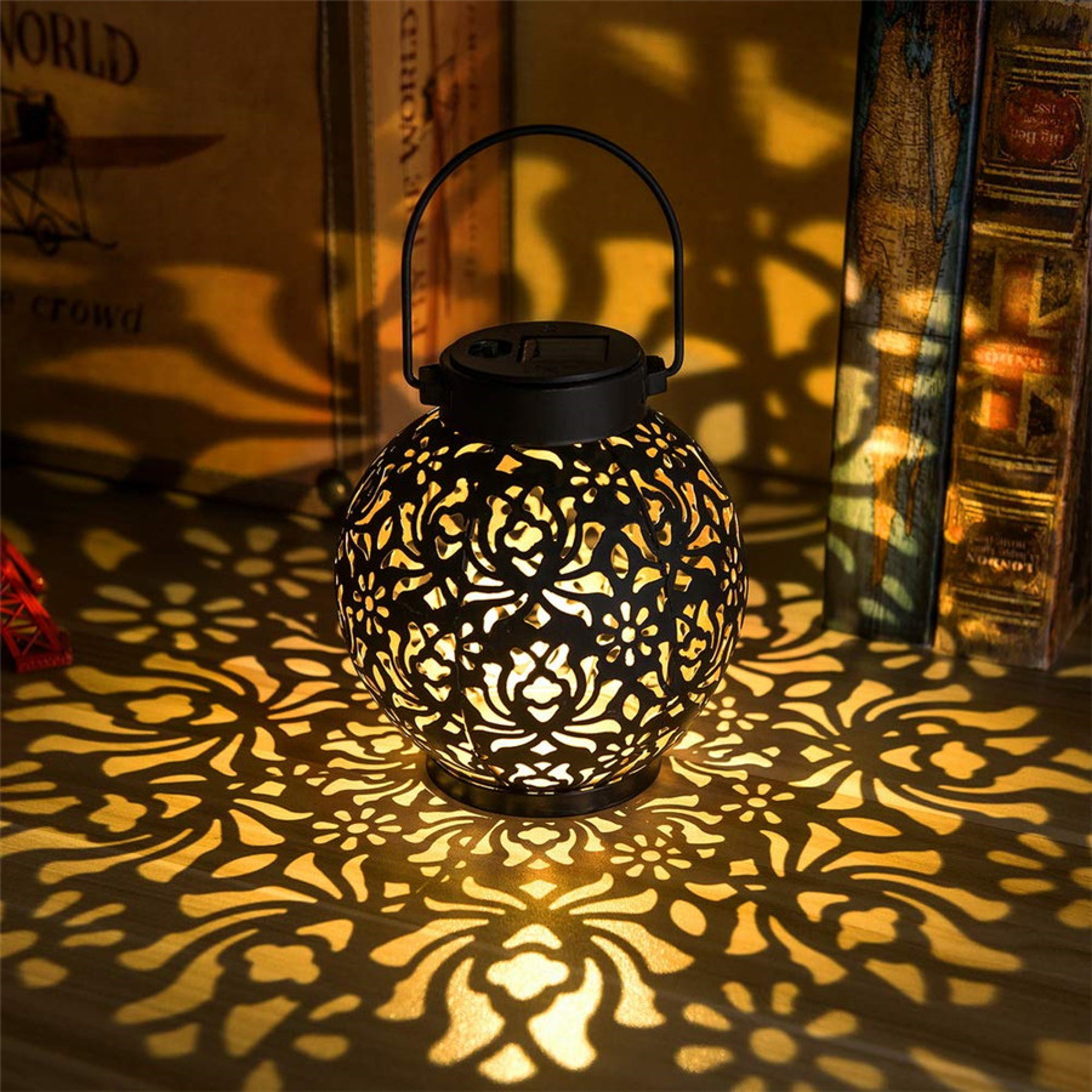 Iron Art Hanging Light, Outdoor Garden Solar Light, Hollow LED Landscape Light, Waterproof Projection Light Garden Decor – view 1