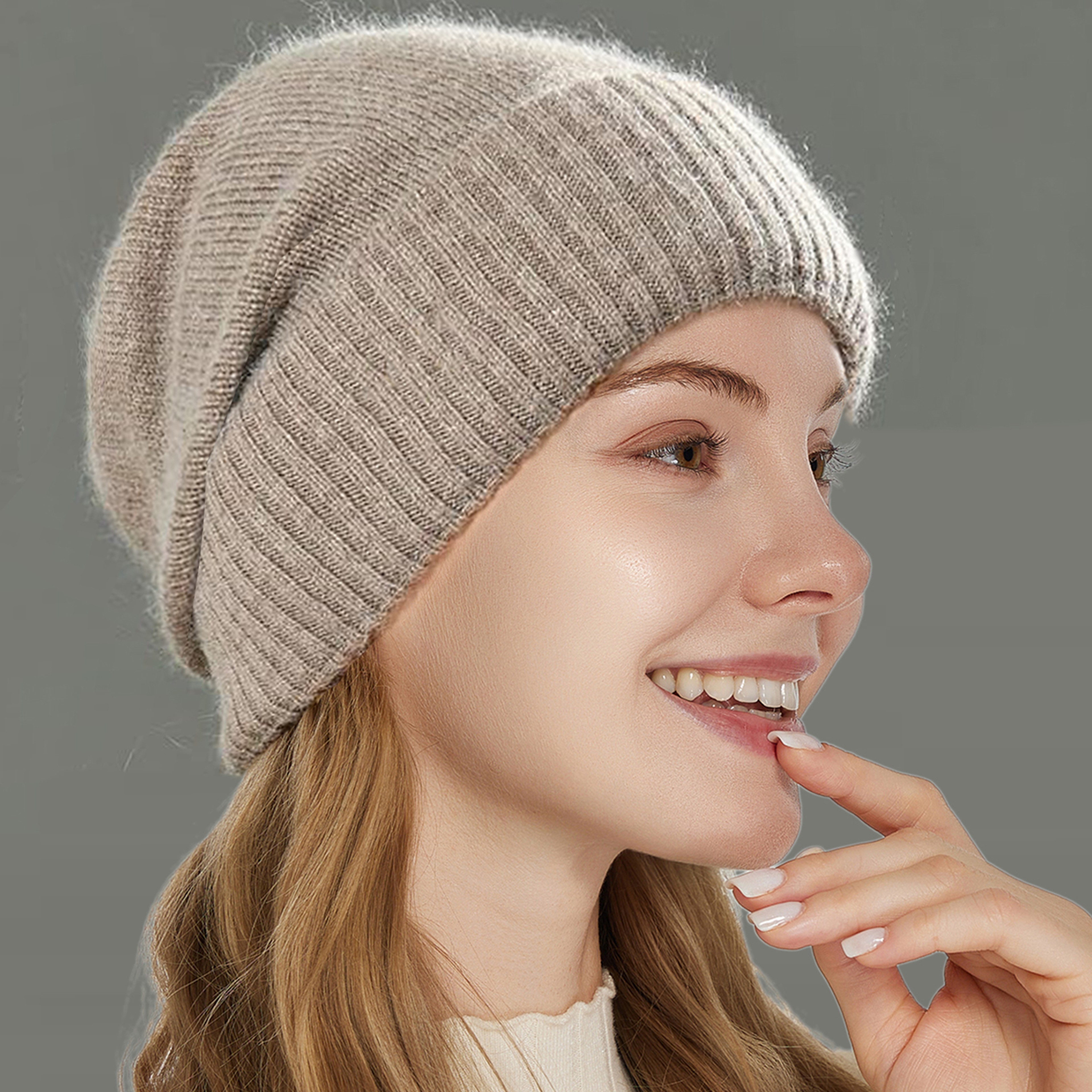 Pure Wool Knitted Womens Winter Hat Satin Lined Beanies Soft Warm Sleep Cover Elastic Fashion Slouc 8