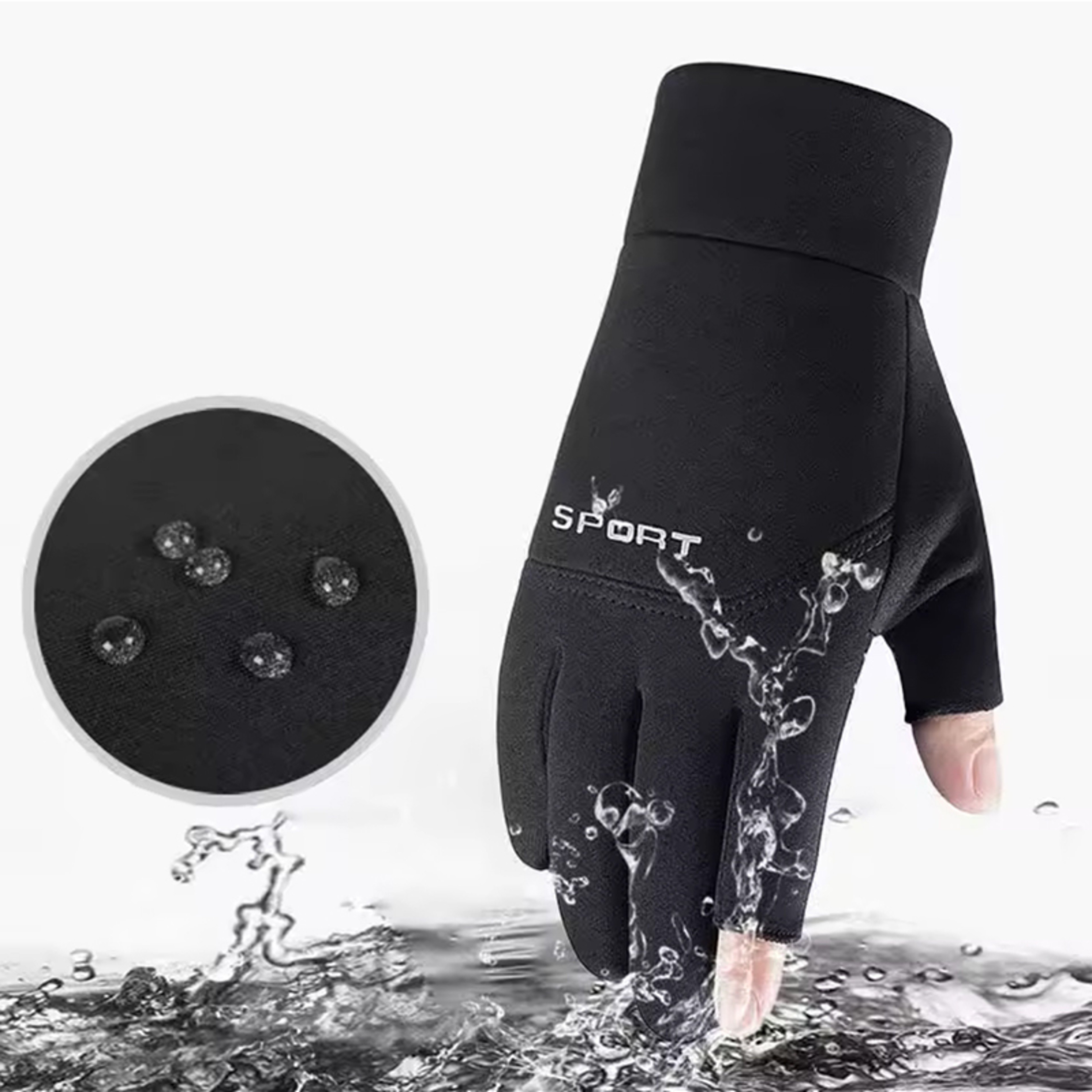 Cycling Warm Gloves Women, Winter Fishing Mens Gloves, Sports Touch Screen Gloves, Two Fingers Cut, Anti Slip Gloves – view 5