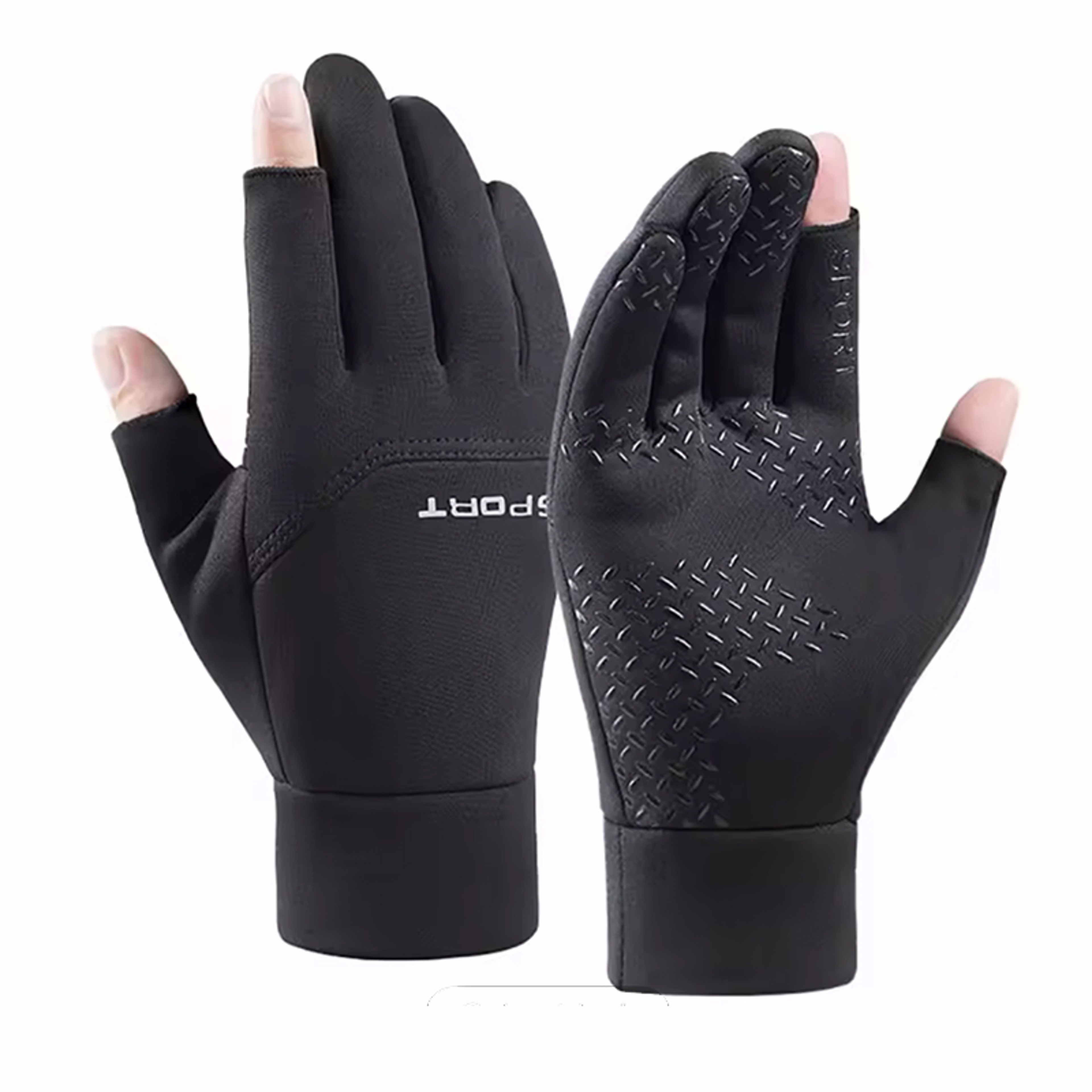Cycling Warm Gloves Women, Winter Fishing Mens Gloves, Sports Touch Screen Gloves, Two Fingers Cut, Anti Slip Gloves – view 7