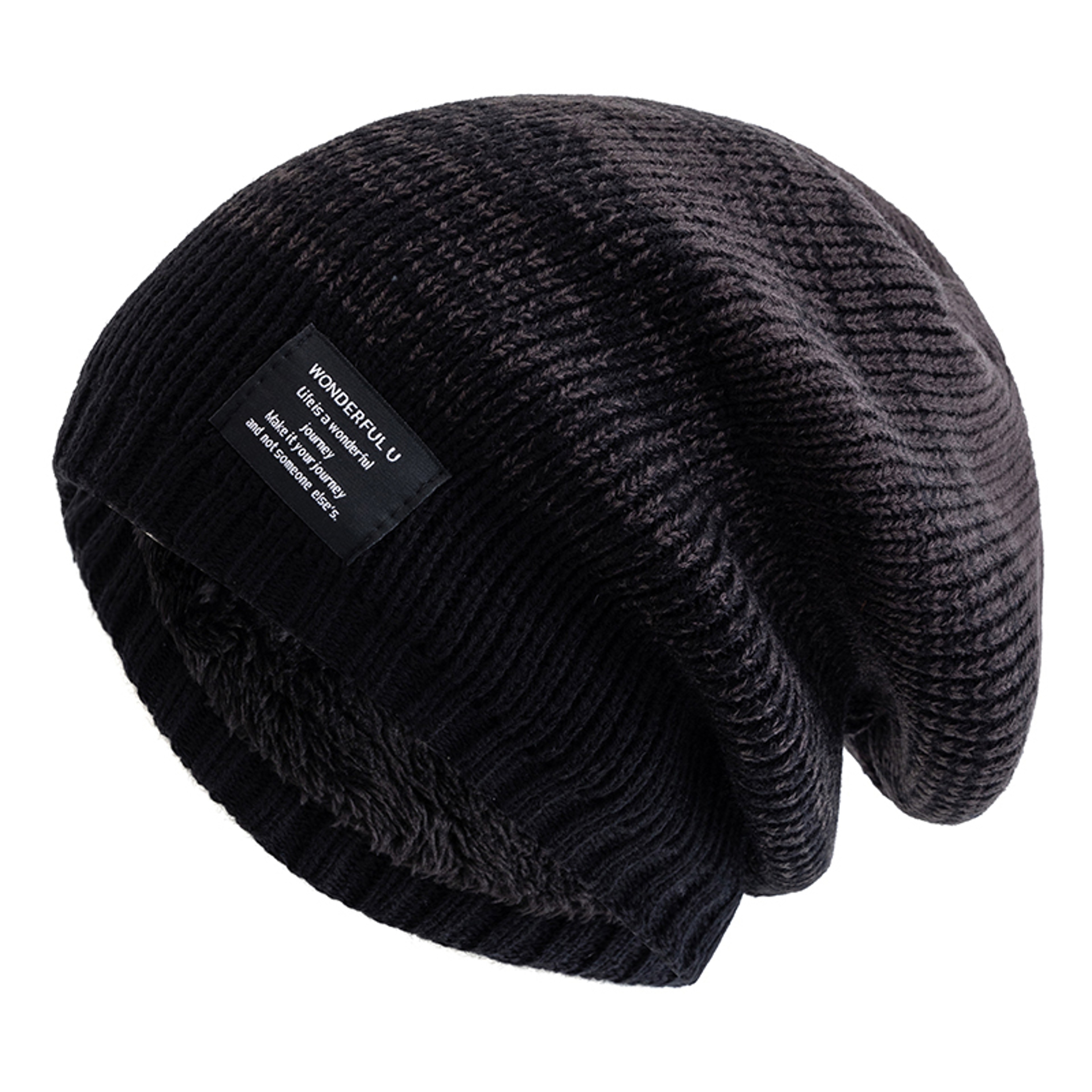 Female Winter Mixing Color Label Decor Knitted Hats Hot Sale Women Slouchy Winter Hats Plush Fur Li 4
