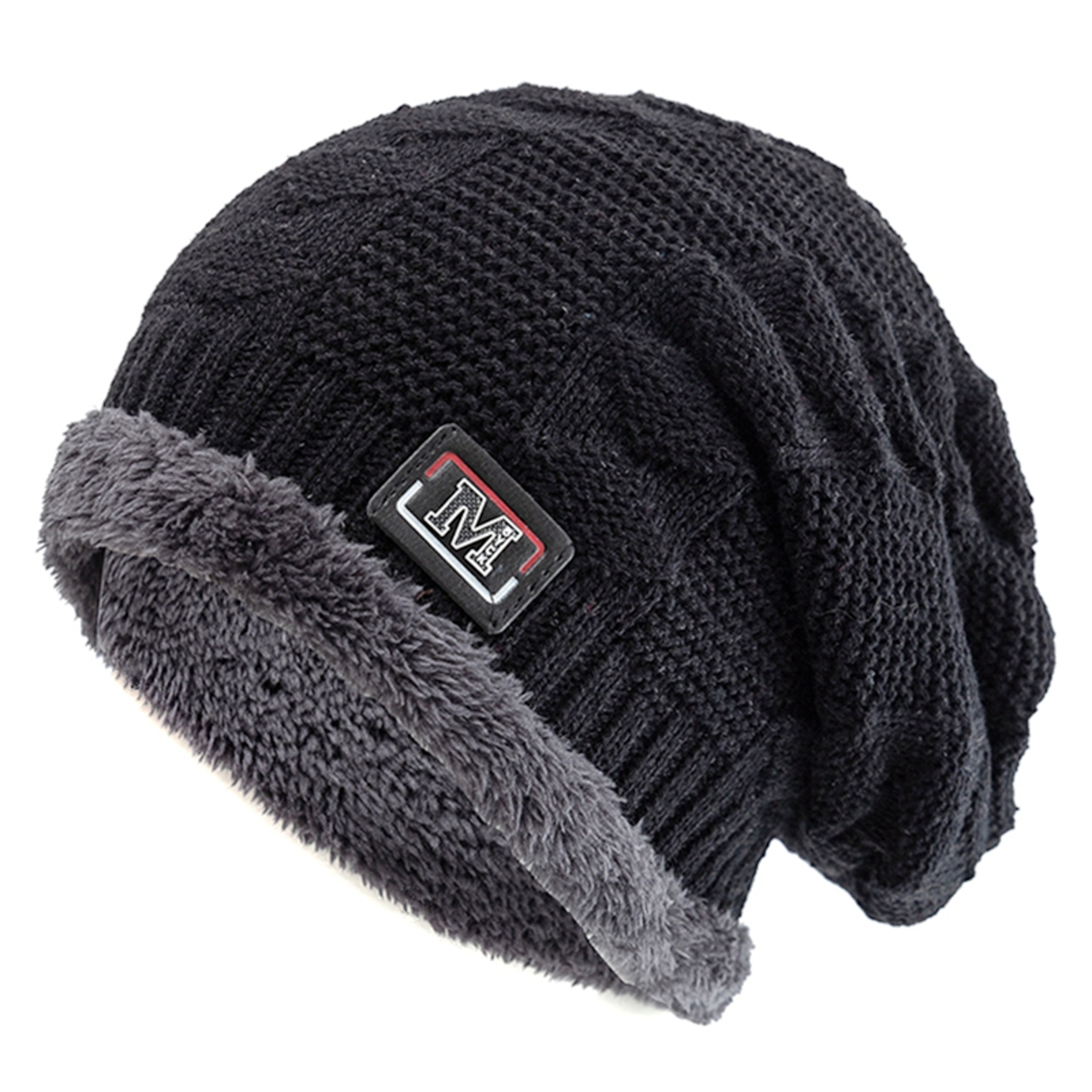 Fashion Letter Label Knitted Hats New Unisex Warm Winter Hat Lined Thick Ski Beanie For Men Women A 10