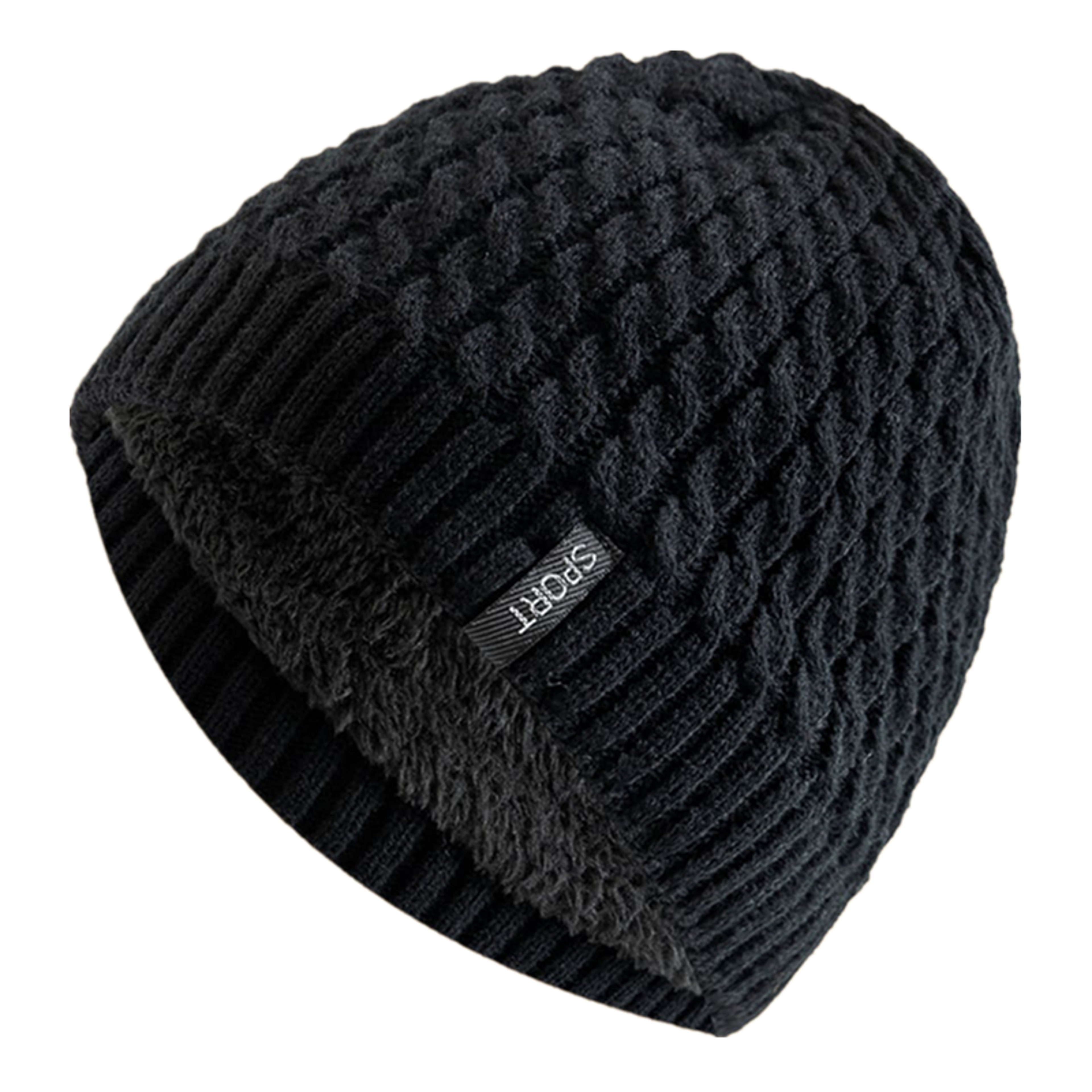 Fashion Autumn And Winter Beanie Unisex Sports Label Knitted Hat Add Fur Lined Warm Winter Cap Hats 0