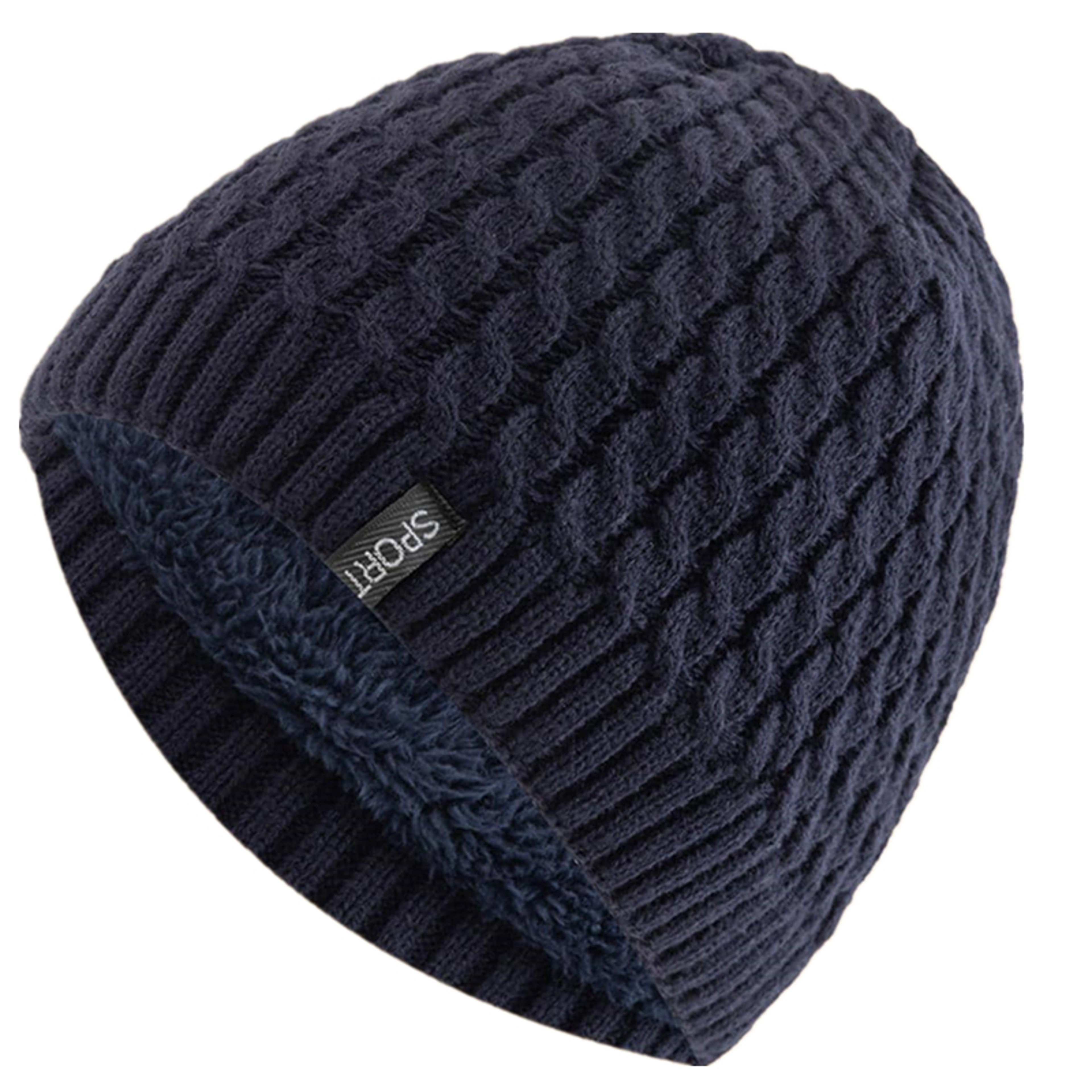 Fashion Autumn And Winter Beanie Unisex Sports Label Knitted Hat Add Fur Lined Warm Winter Cap Hats 8