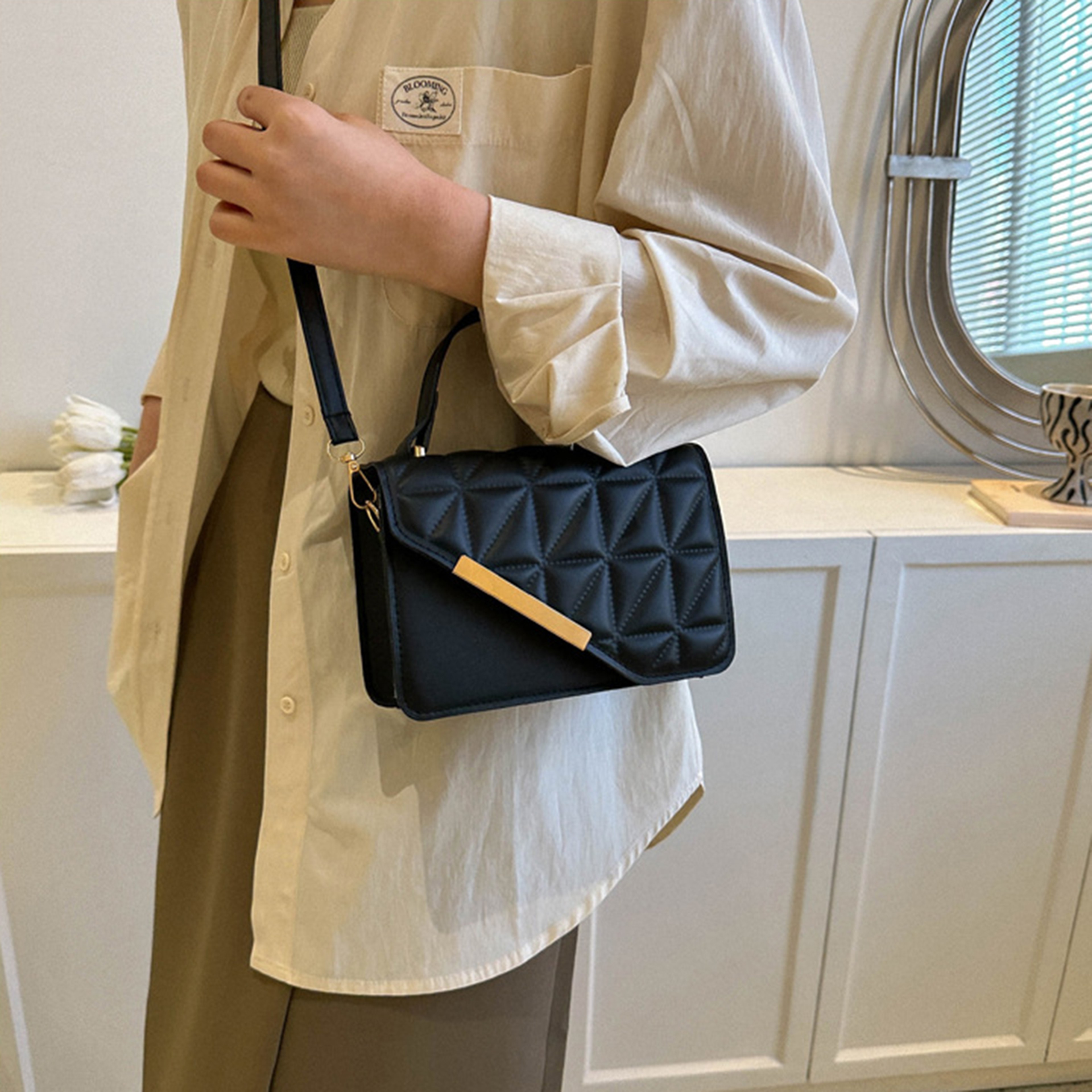 Elegant Temperament Black Ladies Bag Fashionable Versatile Single Shoulder Shoulder Bag Diagonal Cr 5