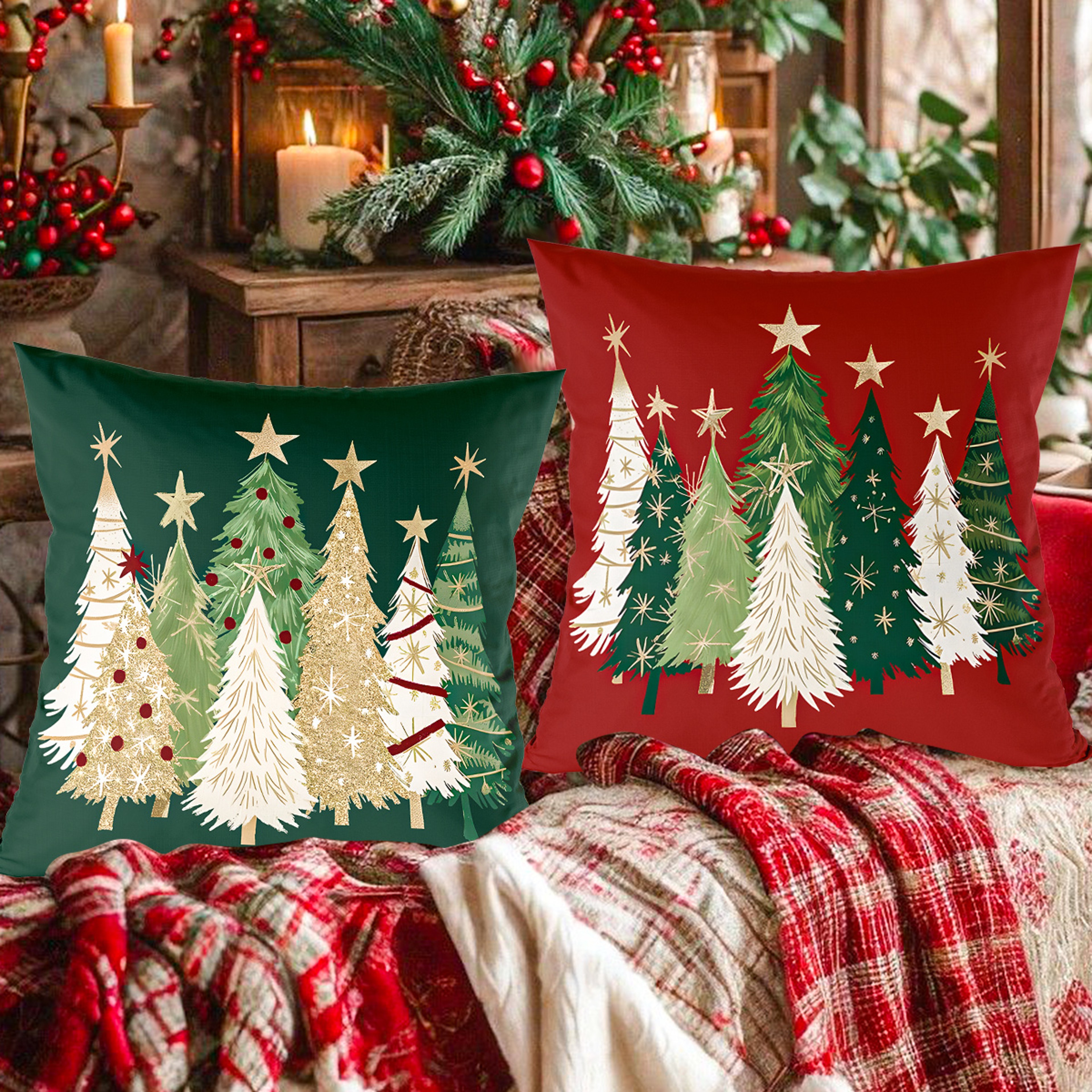Xmas Pillow Cover, Merry Christmas Tree, Navidad New Year Decoration Gift Natal New Year Gift – view 3