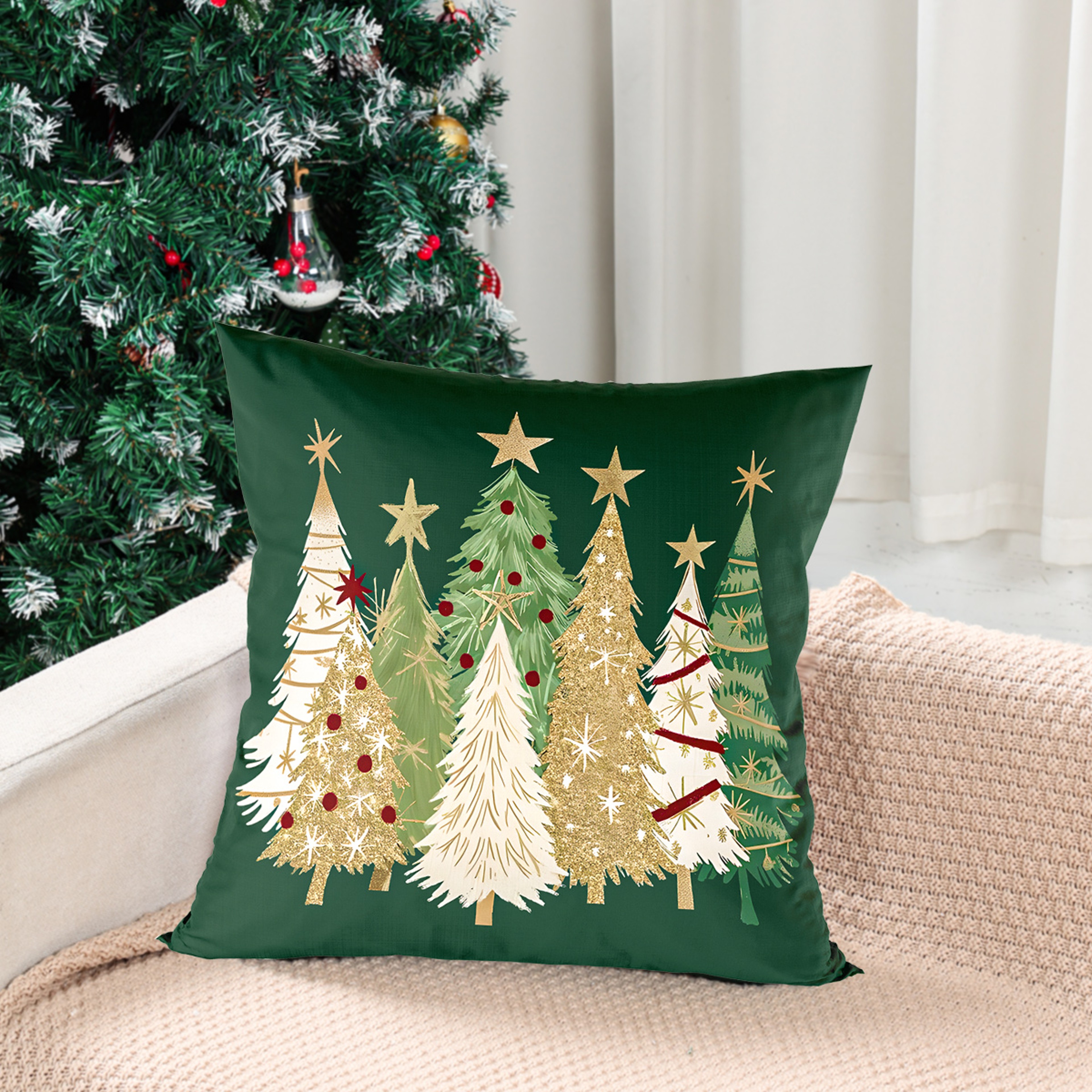 Xmas Pillow Cover, Merry Christmas Tree, Navidad New Year Decoration Gift Natal New Year Gift – view 4