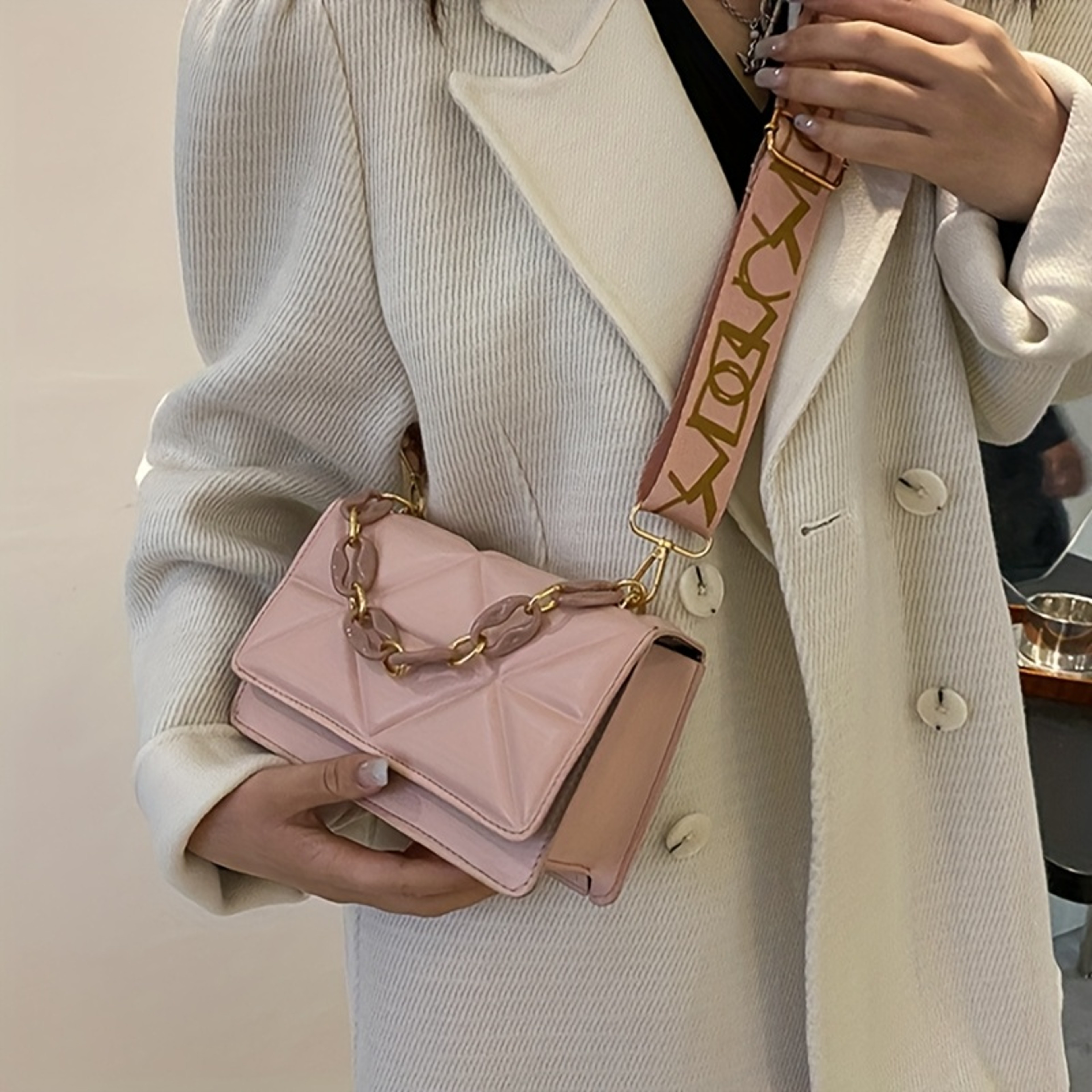 Trendy Small Purse with Chunky Chain,New Fashion Women Bag, Simple Casual Retro Shoulder Bag – view 2