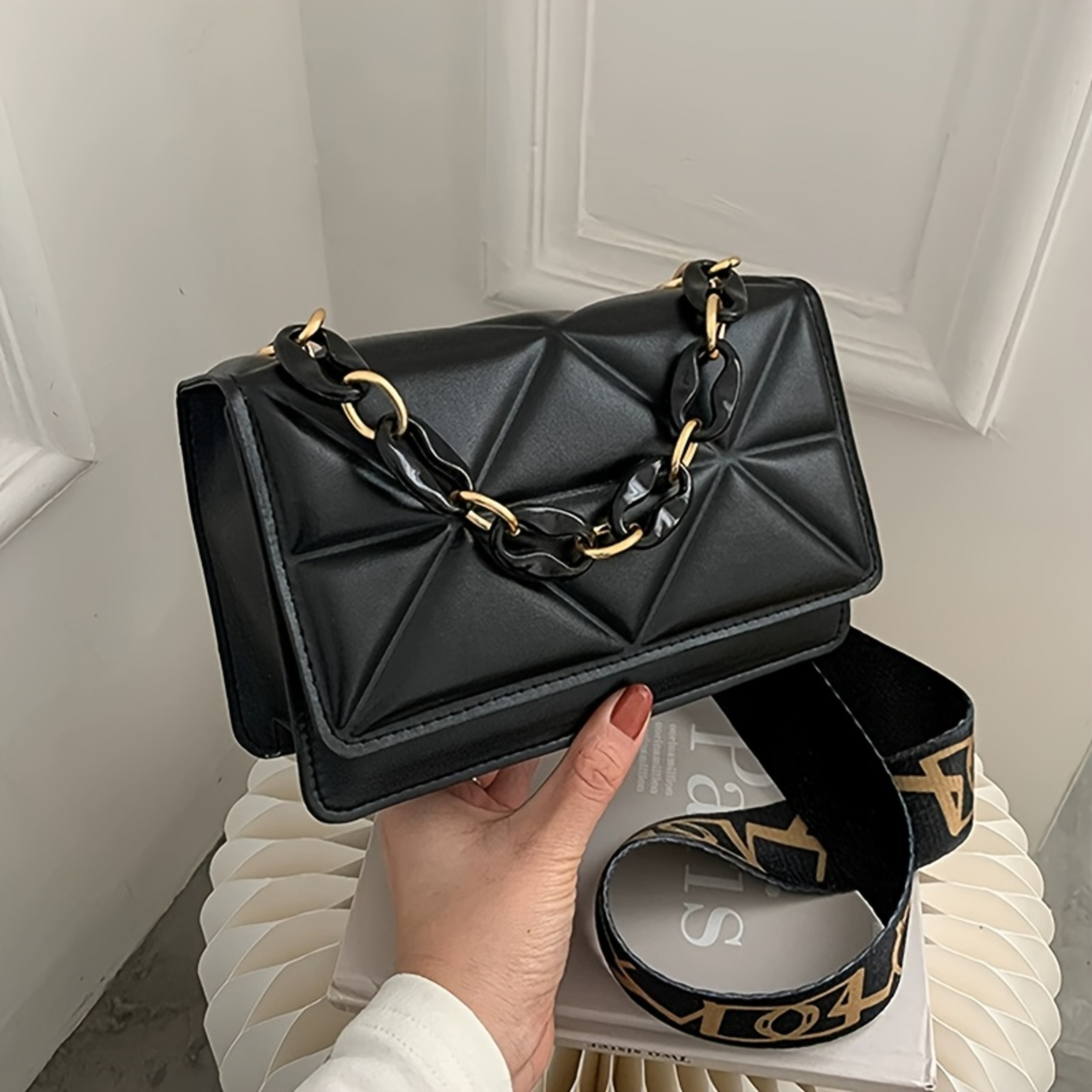 Trendy Small Purse with Chunky Chain,New Fashion Women Bag, Simple Casual Retro Shoulder Bag – view 7