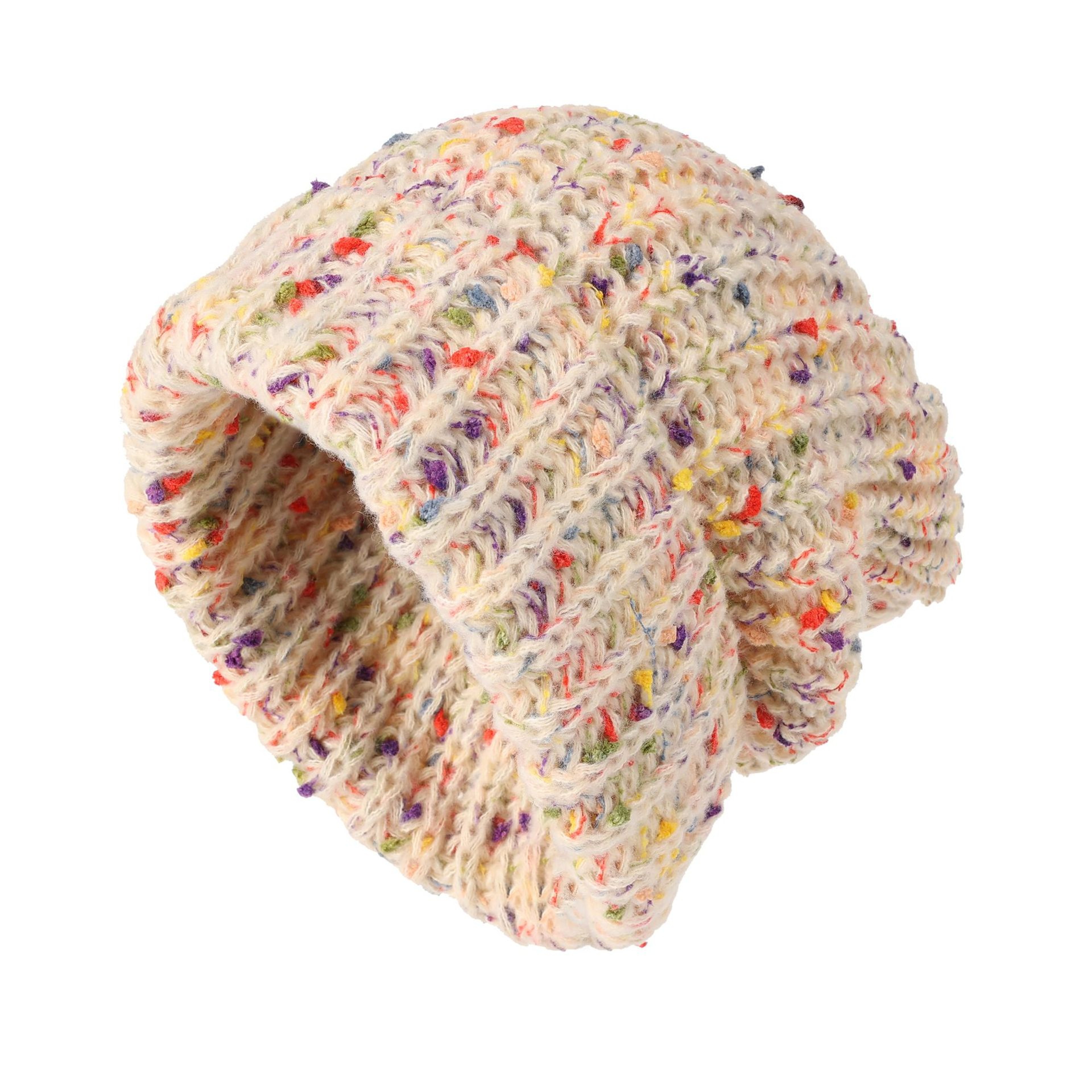 Classic Coldproof Warm Beanie Trendy Mixed Color Slouchy Skull Cap Thick Knit Hat For Women Winter  0