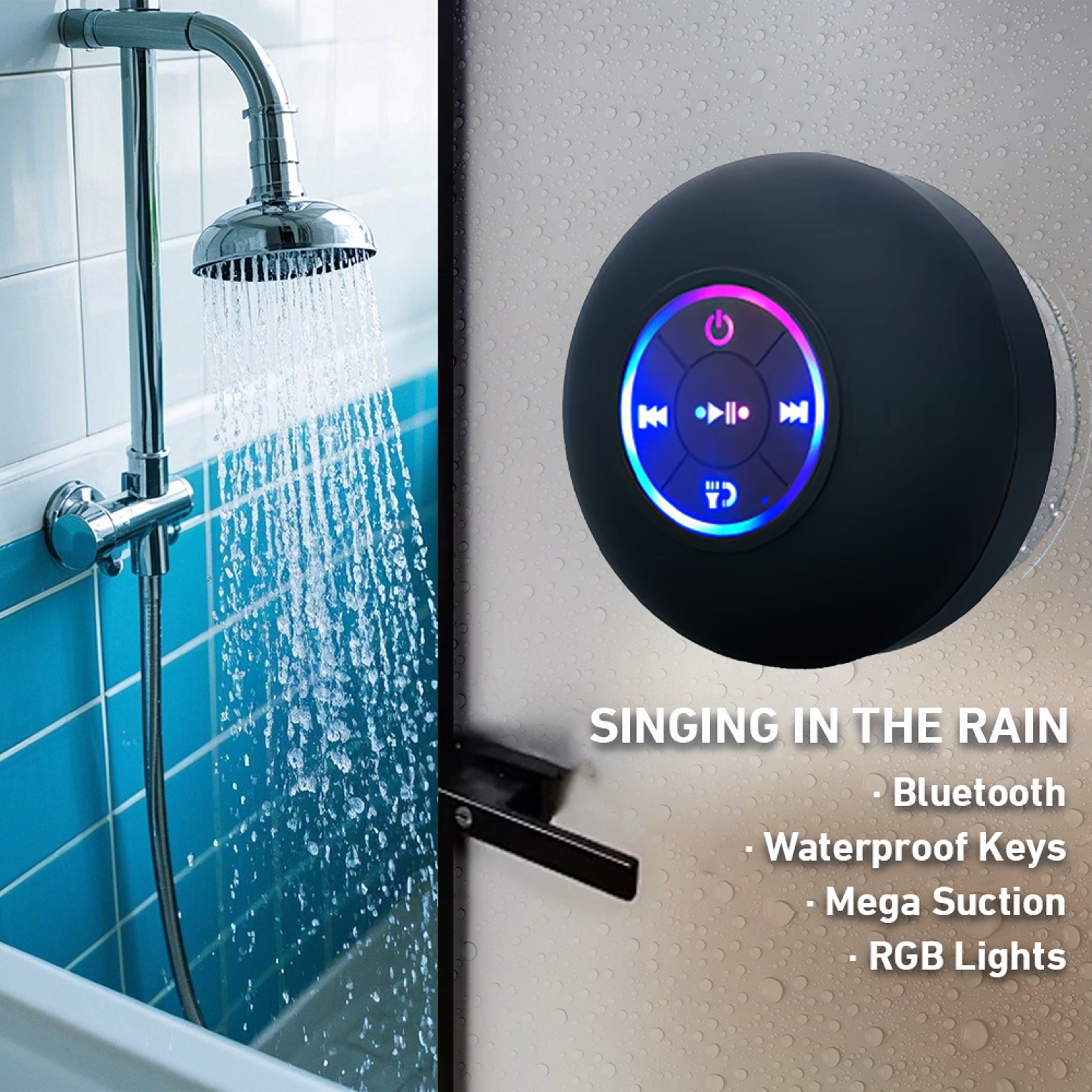 Bluetooth Speaker With LED Lights Strong Suction Cup Portable Mini Speaker Phone Holder For Outdoor 1