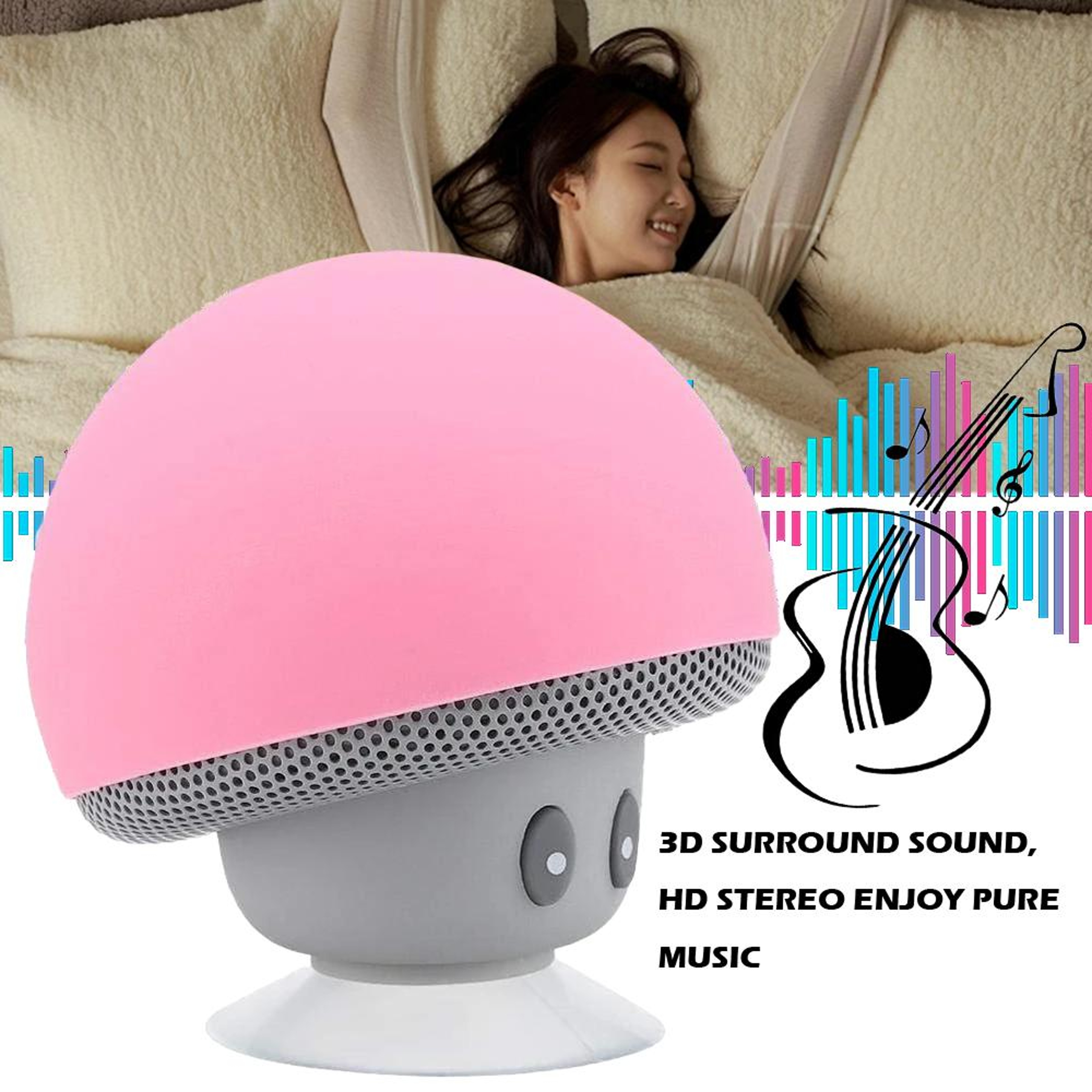 Mushroom Shape Cute Cartoon Bluetooth Speaker Mini Dustproof Suction Cup Birthday Gift For Kids And 4