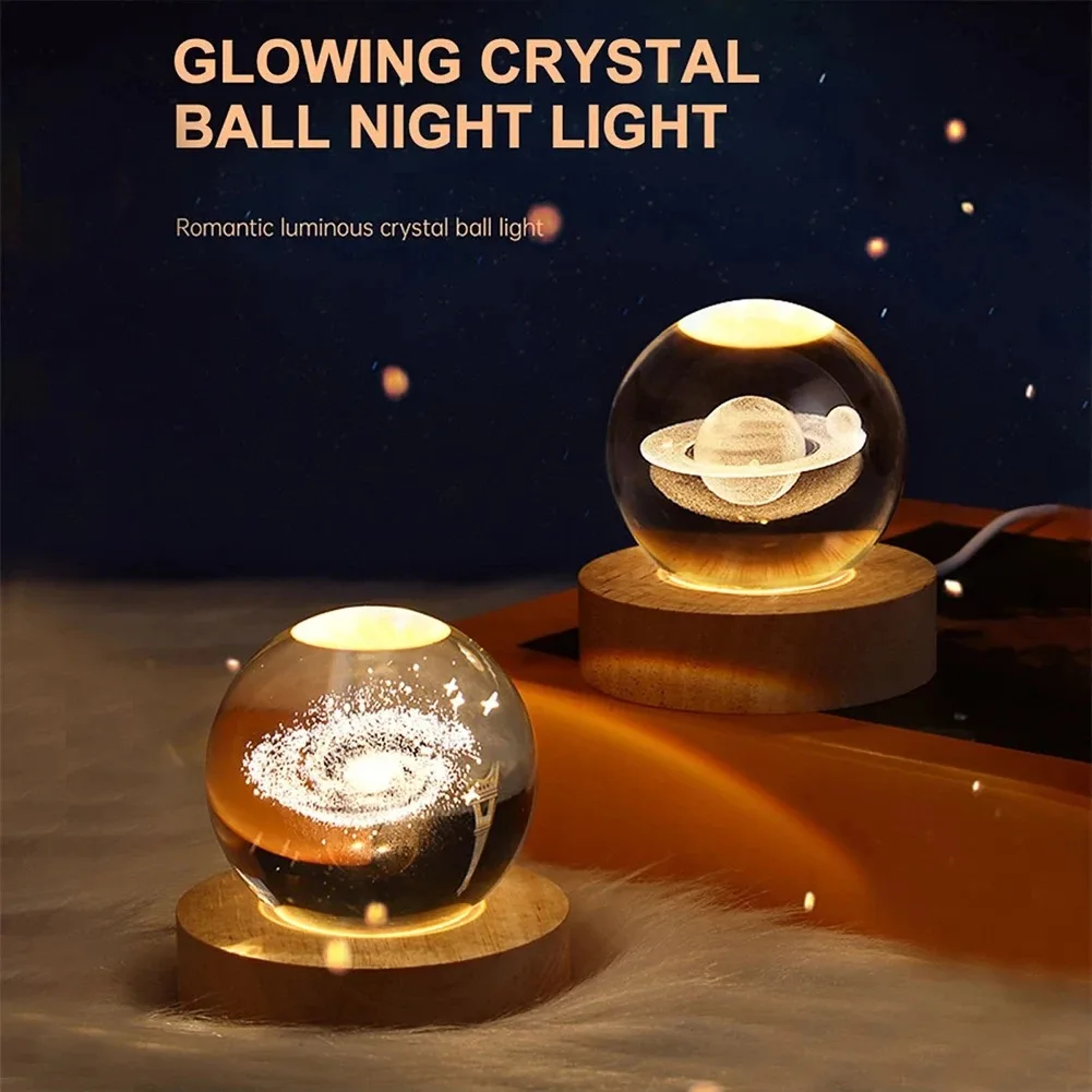 Galaxy and Planetary Projections USB Night Light, Unique Crystal Ball Lamp for Cozy Atmosphere – view 2