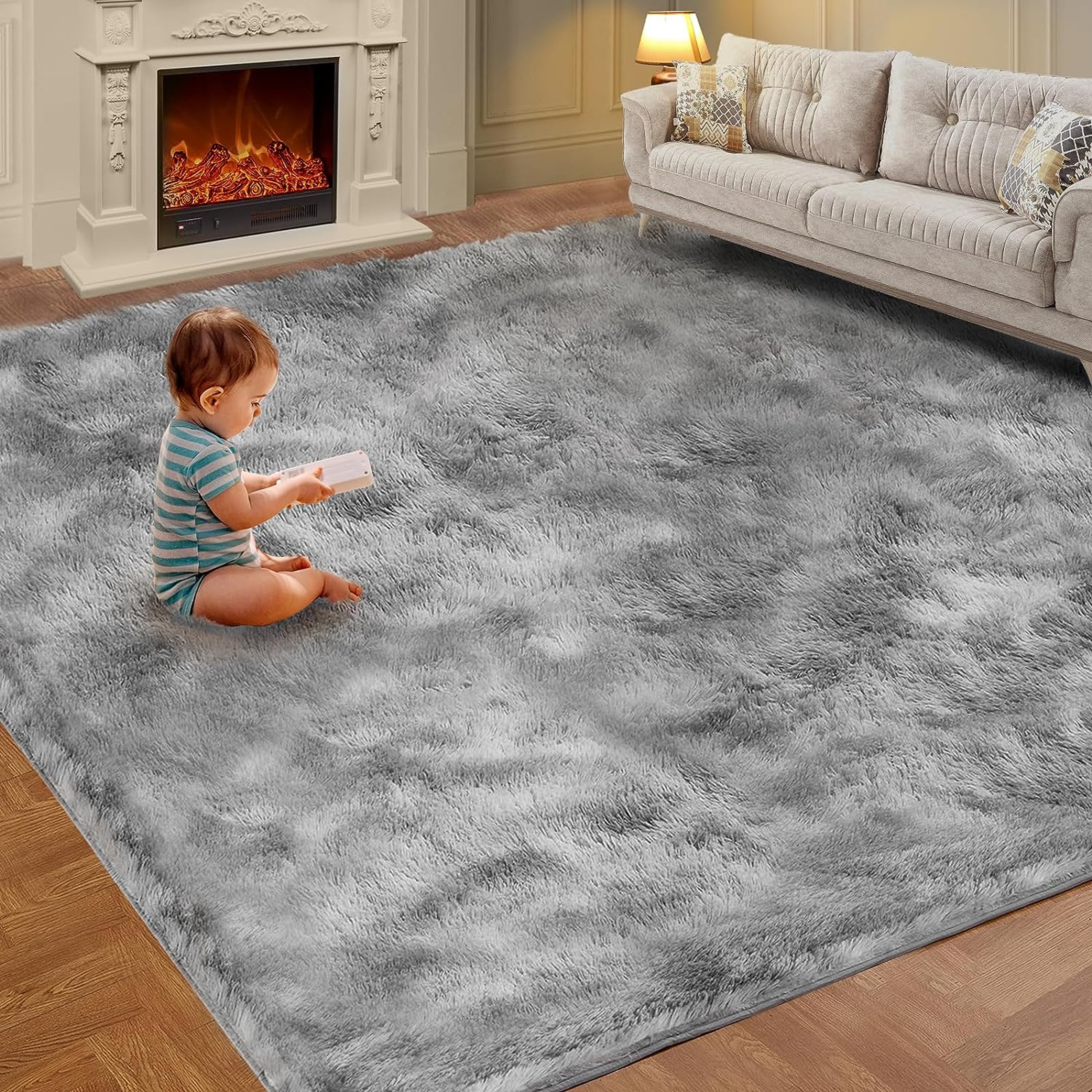 Soft TieDye Plush Carpet Childrens Room Home Mat Childrens Room Baby Crawling NonSlip Blanket 6