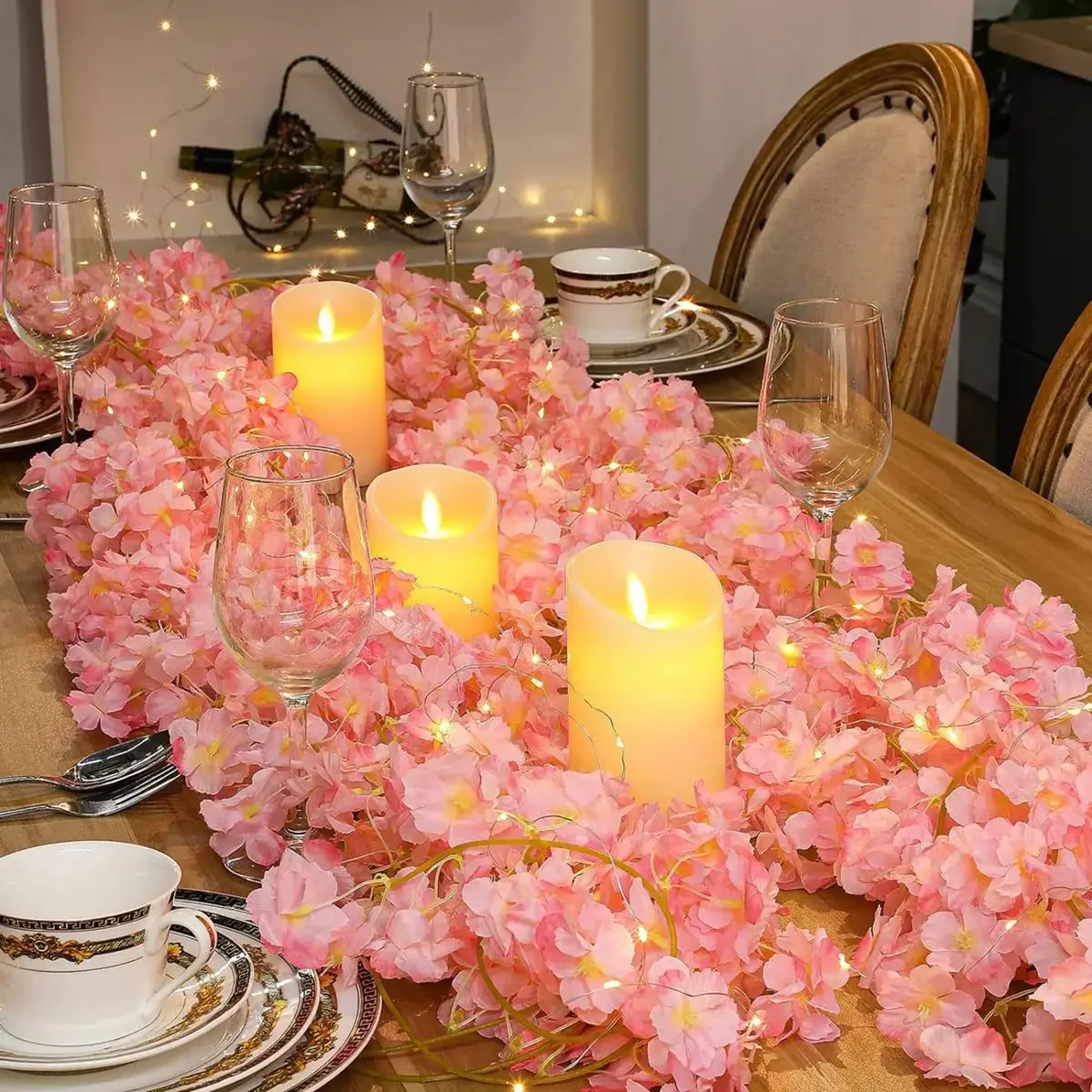 Cherry Blossom String Lights, Artificial Flower Garland Fairy Lights for Bedroom Wedding Party Holiday Decoration – view 6