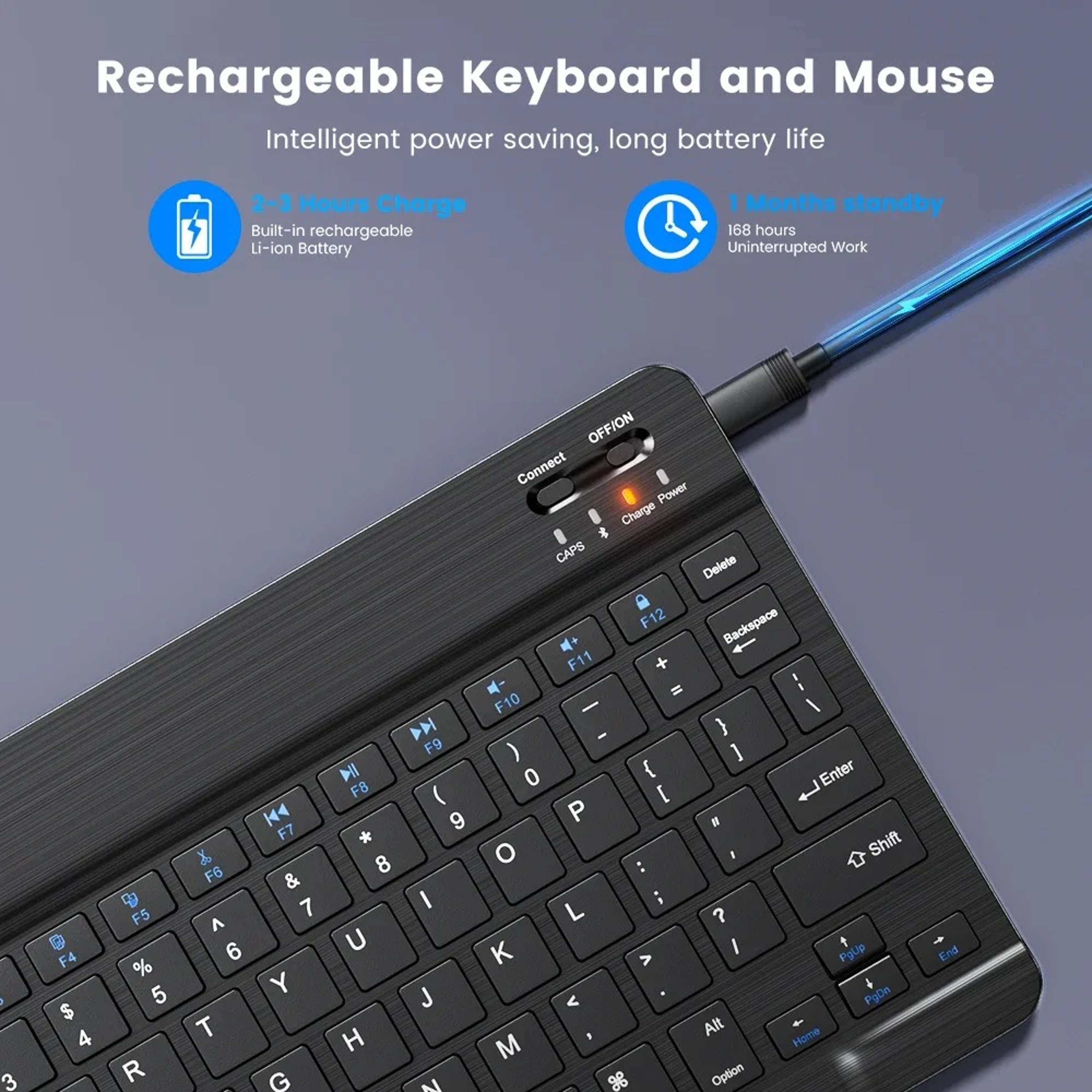 Portable Universal Bluetooth-Compatible Keyboard for Android iOS Windows Slim Wireless Keyboard – view 3