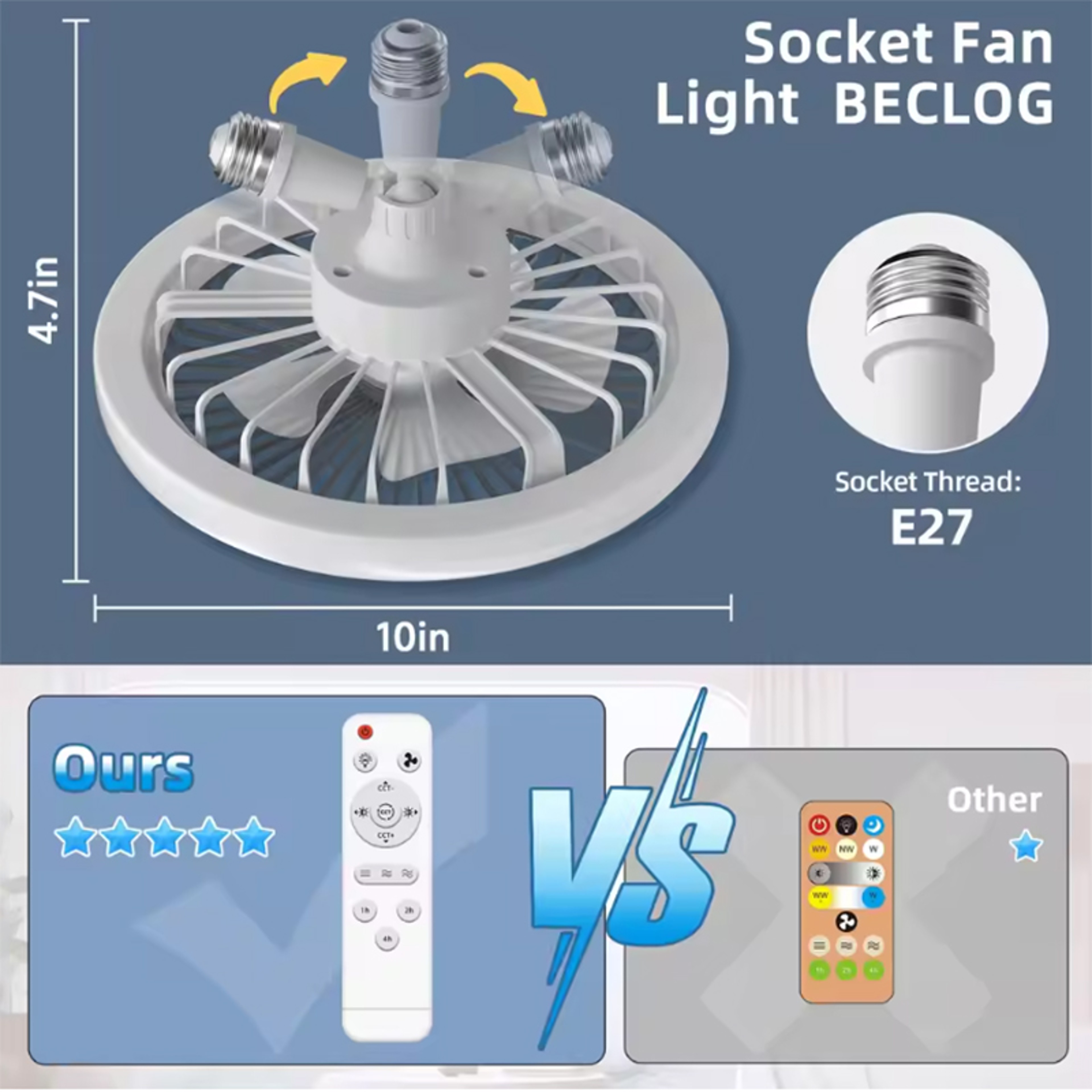 LED Ceiling Fan Light with Remote Control, Adjustable Wind Speed for Bedroom, Kitchen and Home Decoration – view 6