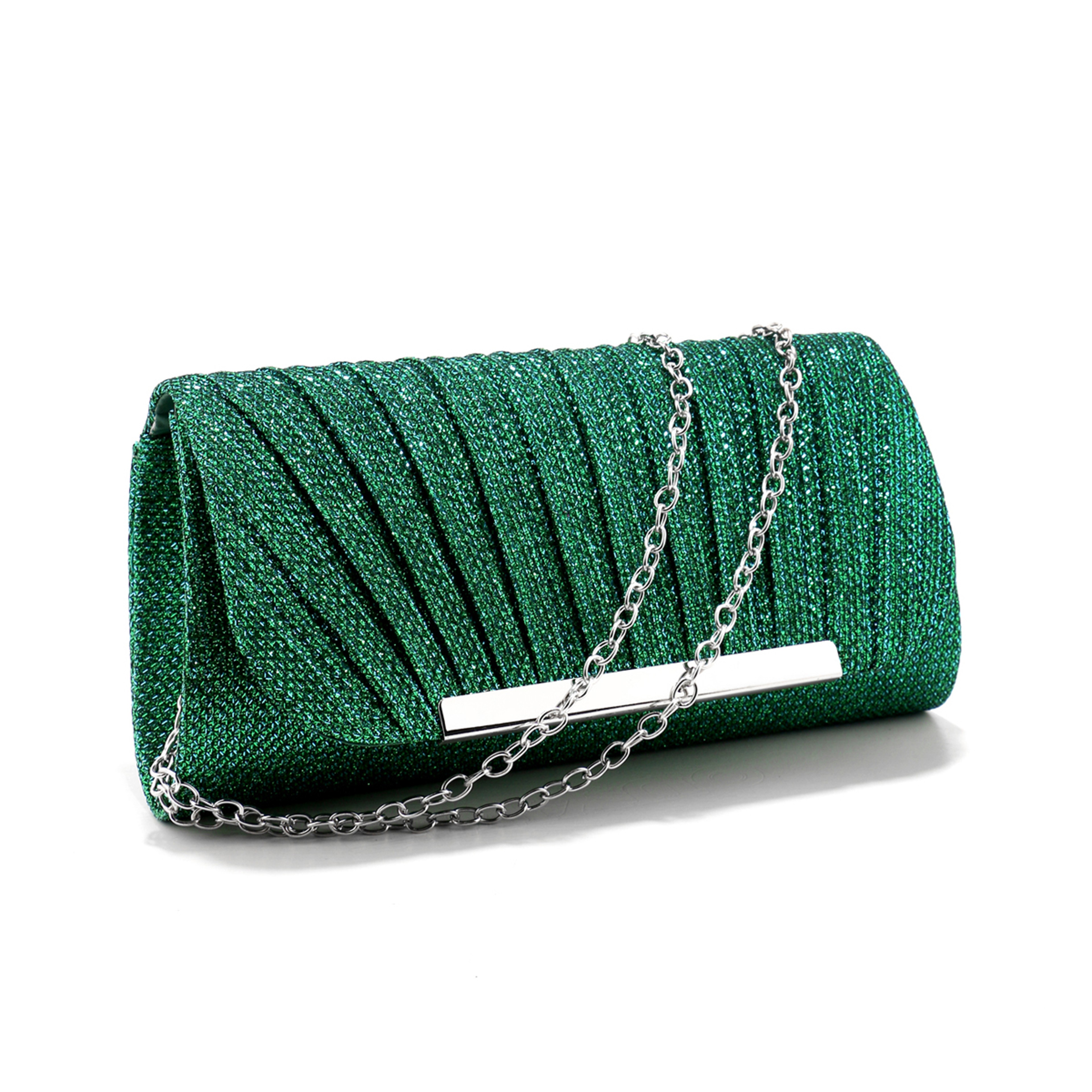 Metallic Ruched Evening Bags Small Envelope Shaped Box Purse for Party Wedding Event Luxury Handbag for Women – view 10