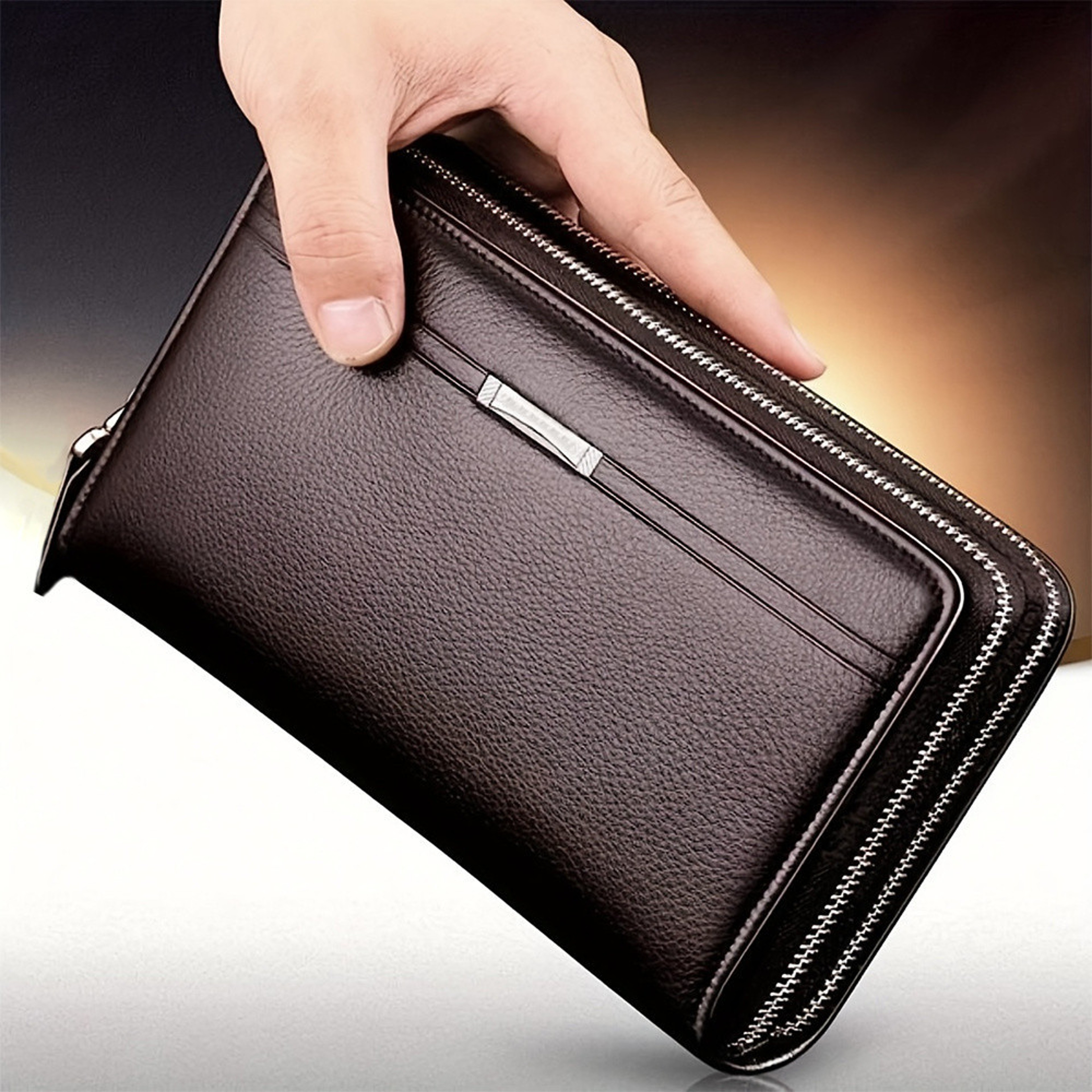 Long Leather Wallet, Business Handbag Phone Card Holder Case, Gift for Husband – view 7