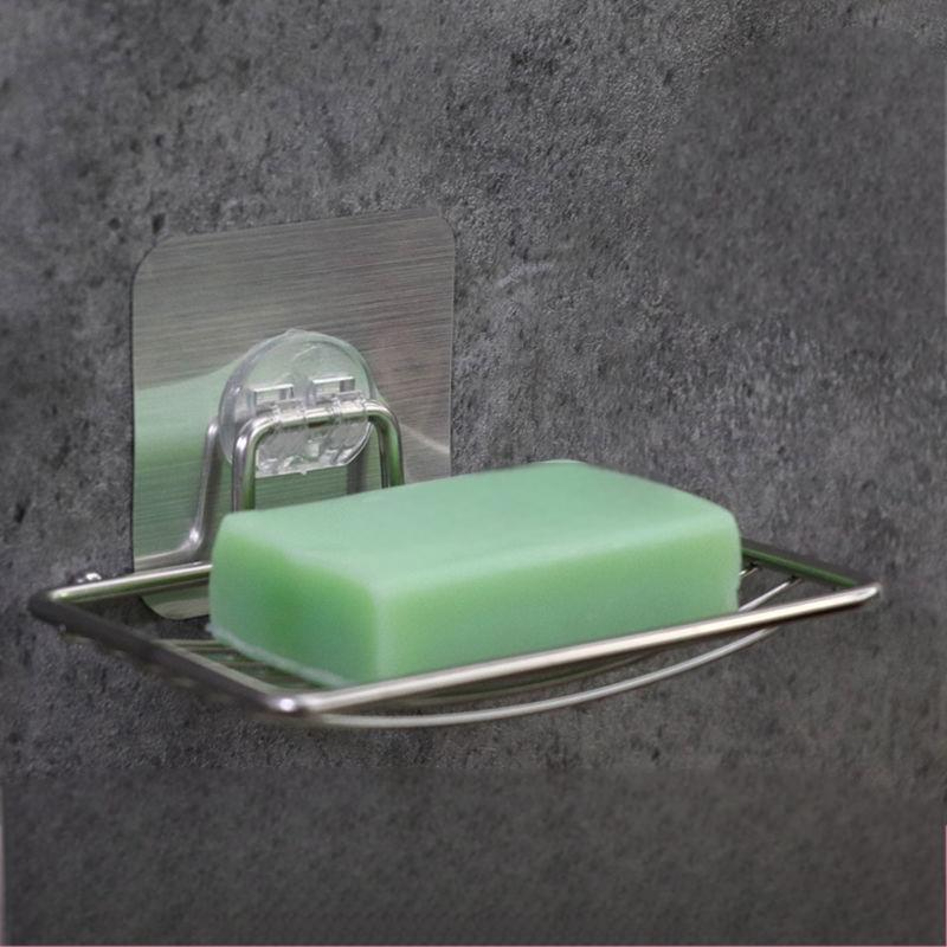 Punch-Free Soap Box, Stainless Steel Single Layer Soap Rack, Bathroom Wall Hanging – view 2