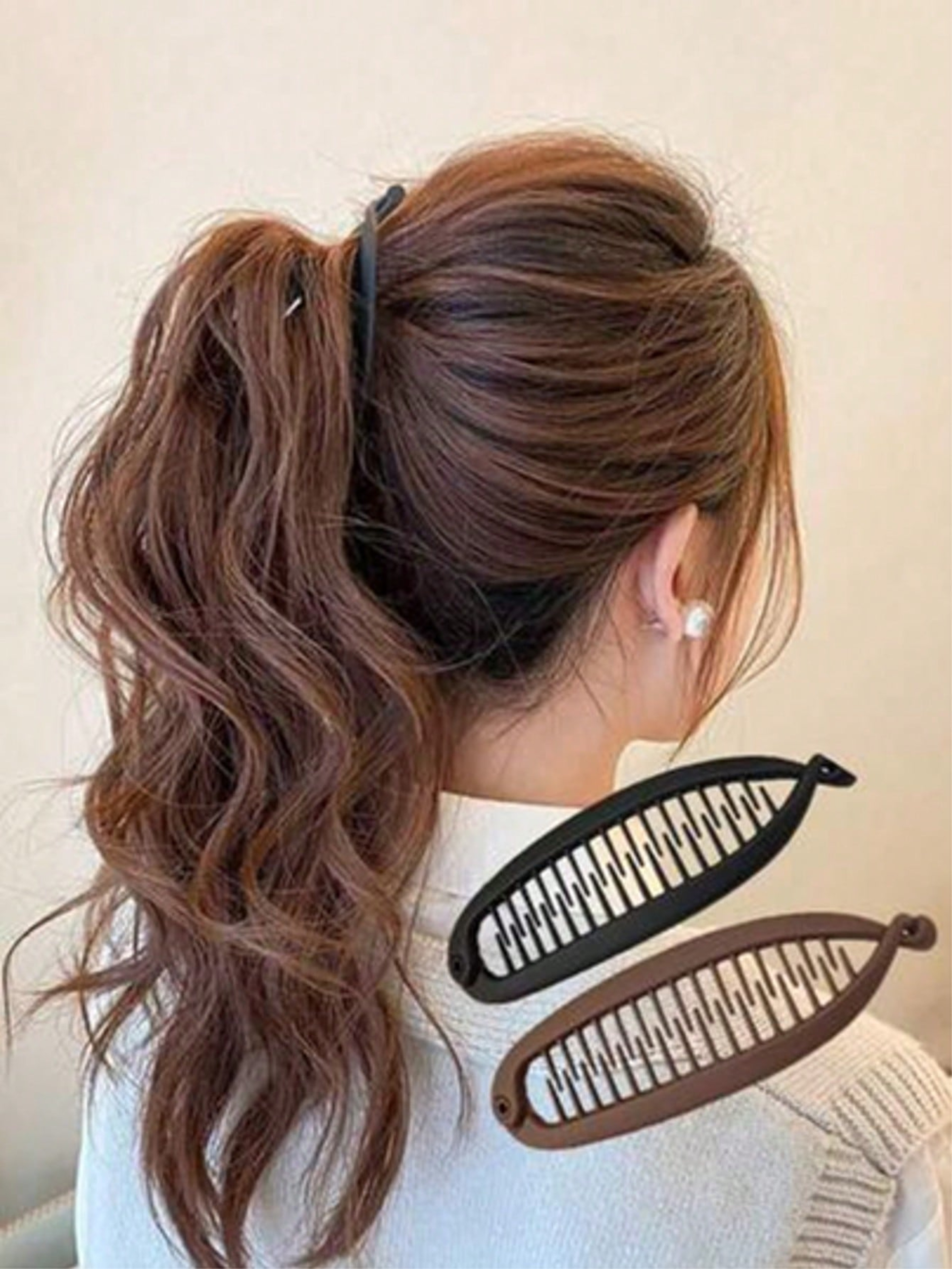 Elegant High Skull Top Large Hair Volume Amber Twist Clip Ponytail 0