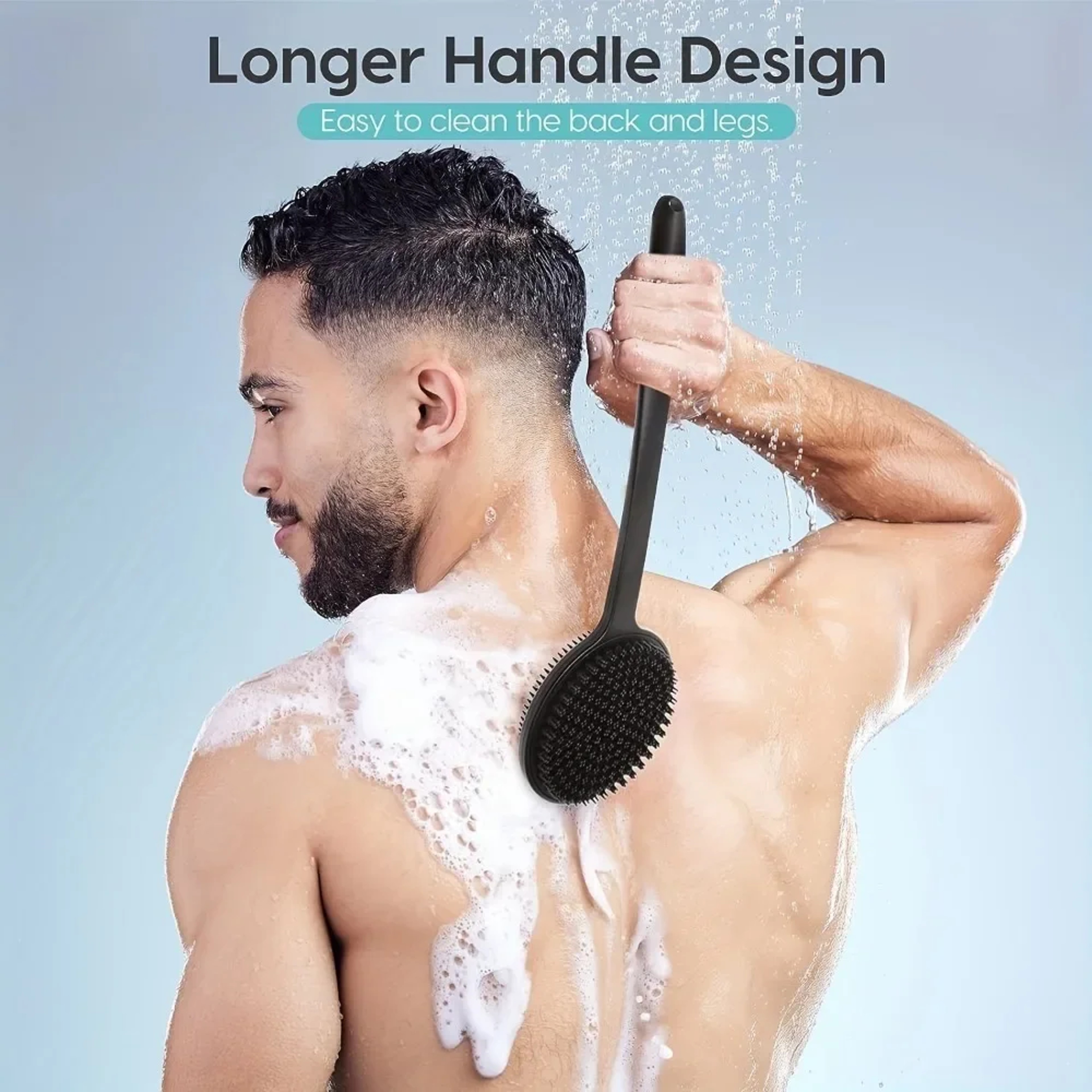 Long Handle Body Bath Brush, Silicone Back Scrubber for Massage and Exfoliation – view 2
