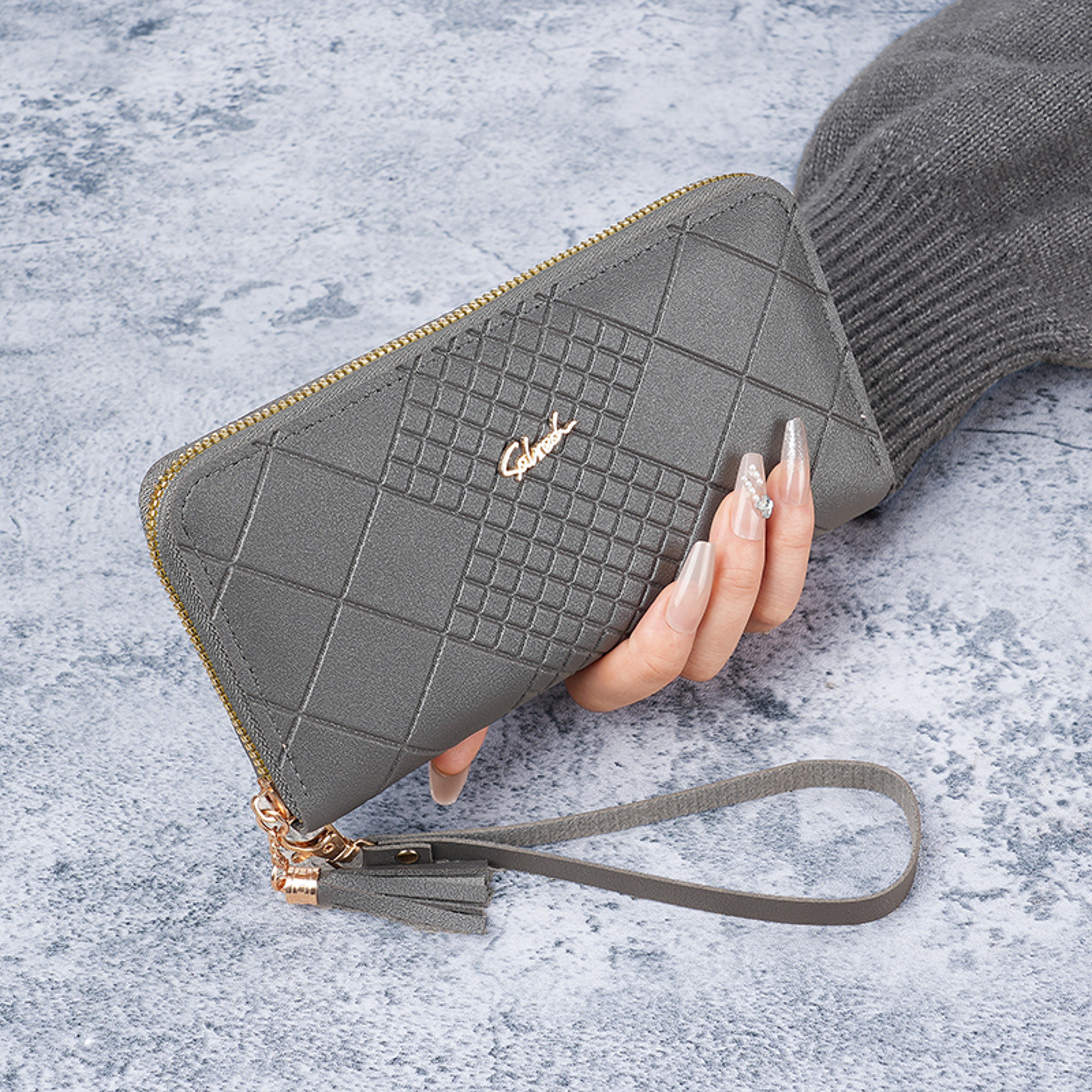 Women's Korean Version Long Wallet with Mobile Phone Bag, Simple Zipper Wallet, Tassel Handbag – view 4