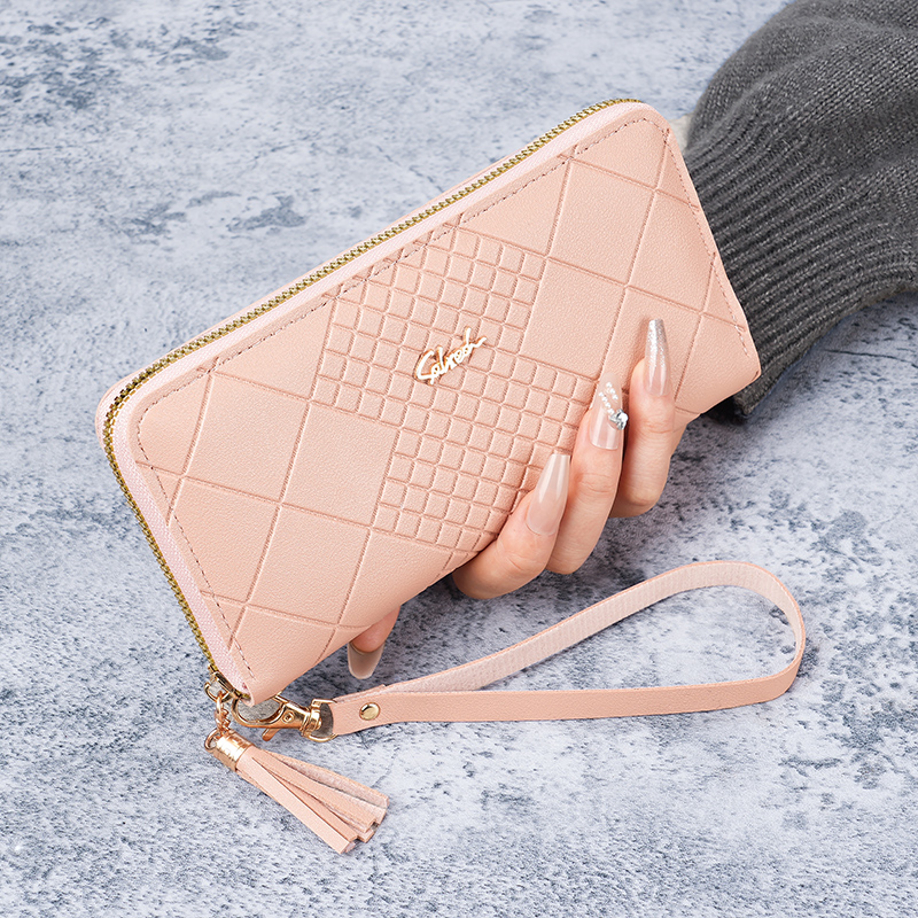 Women's Korean Version Long Wallet with Mobile Phone Bag, Simple Zipper Wallet, Tassel Handbag – view 9
