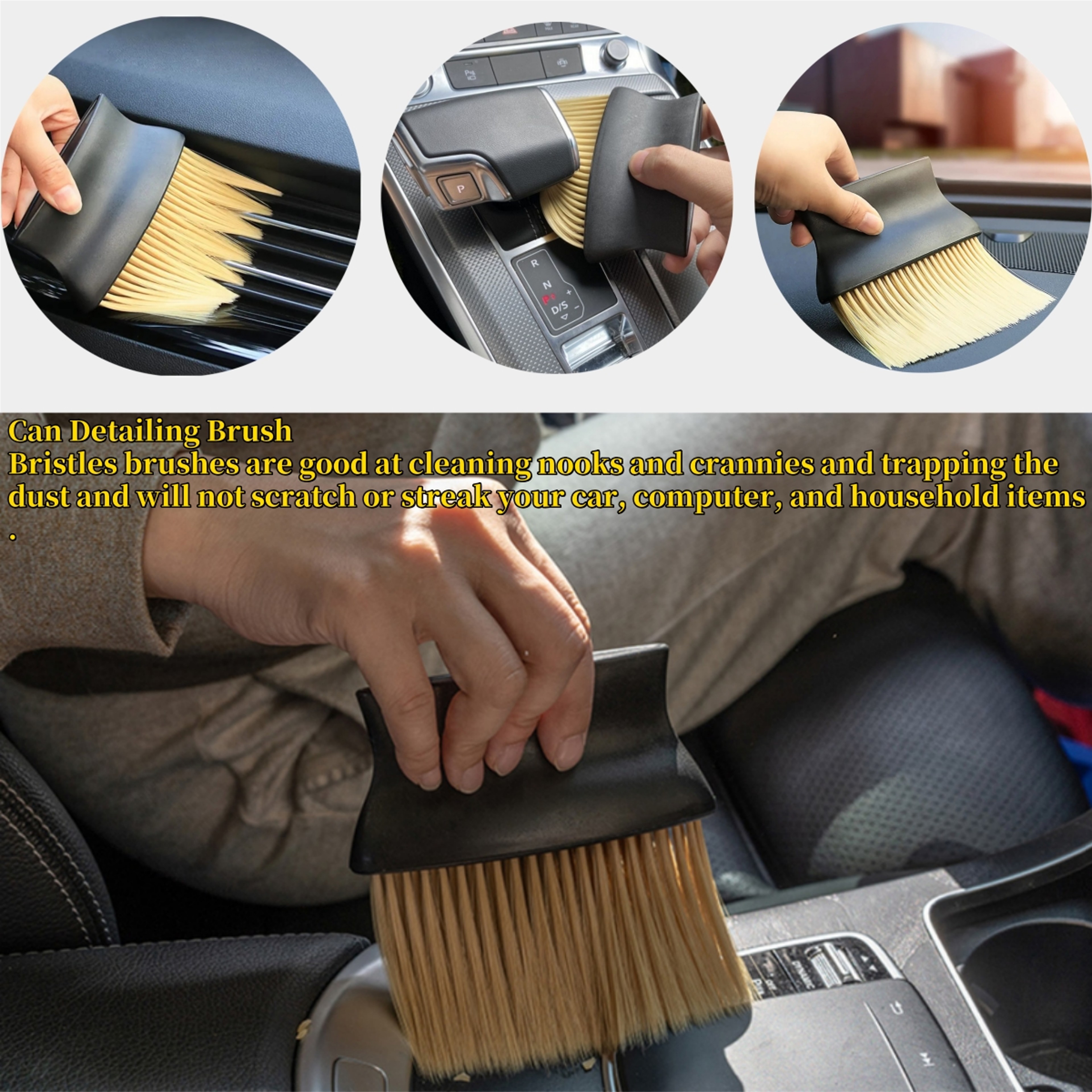 Car Cleaning Brushes HighDensity Bristles Dusting Tool For Dashboard And Vents 6