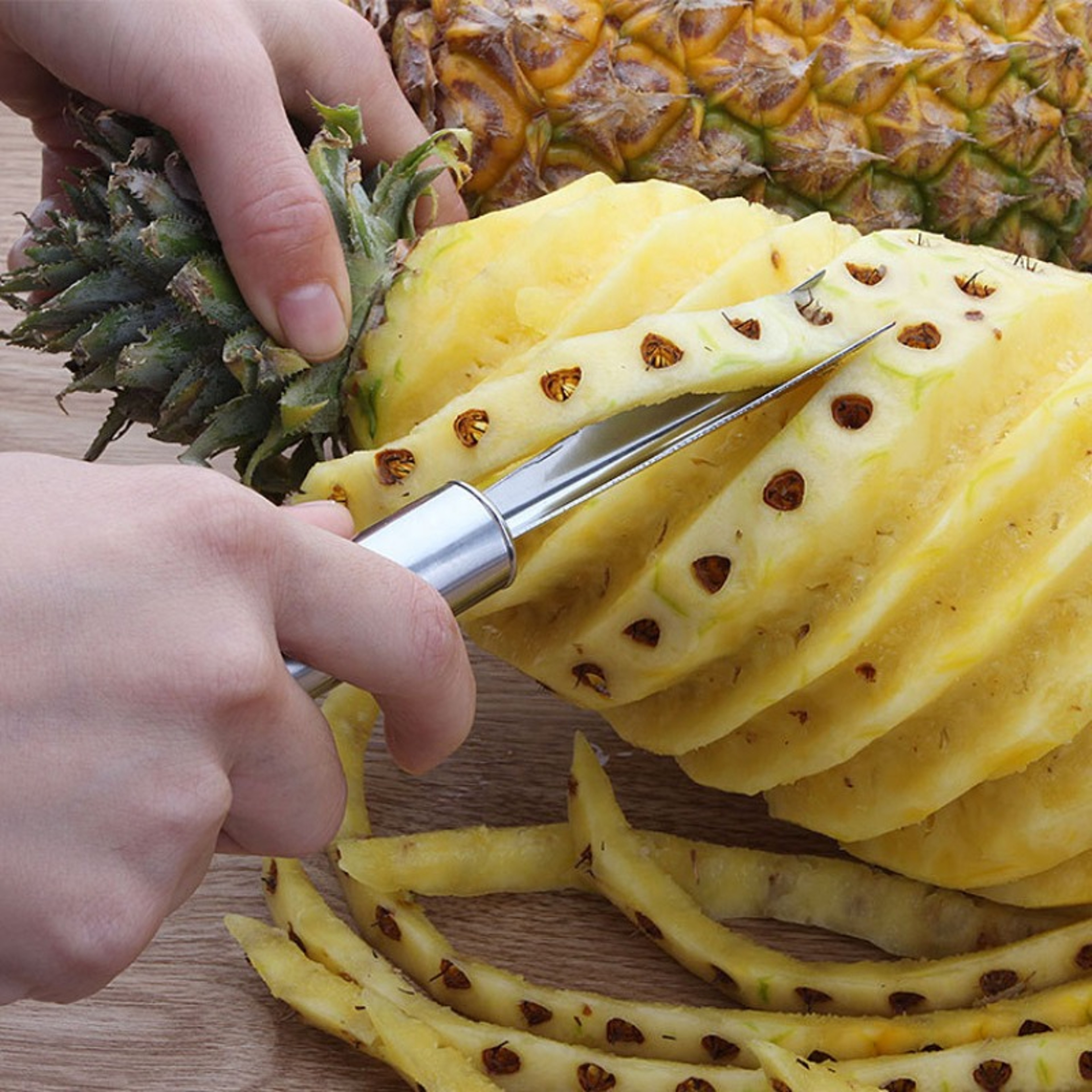 Ananas Peeling, Portable Stainless Steel Pineapple Peeler Knife, Spiral Cutter Kitchen Accessories – view 2