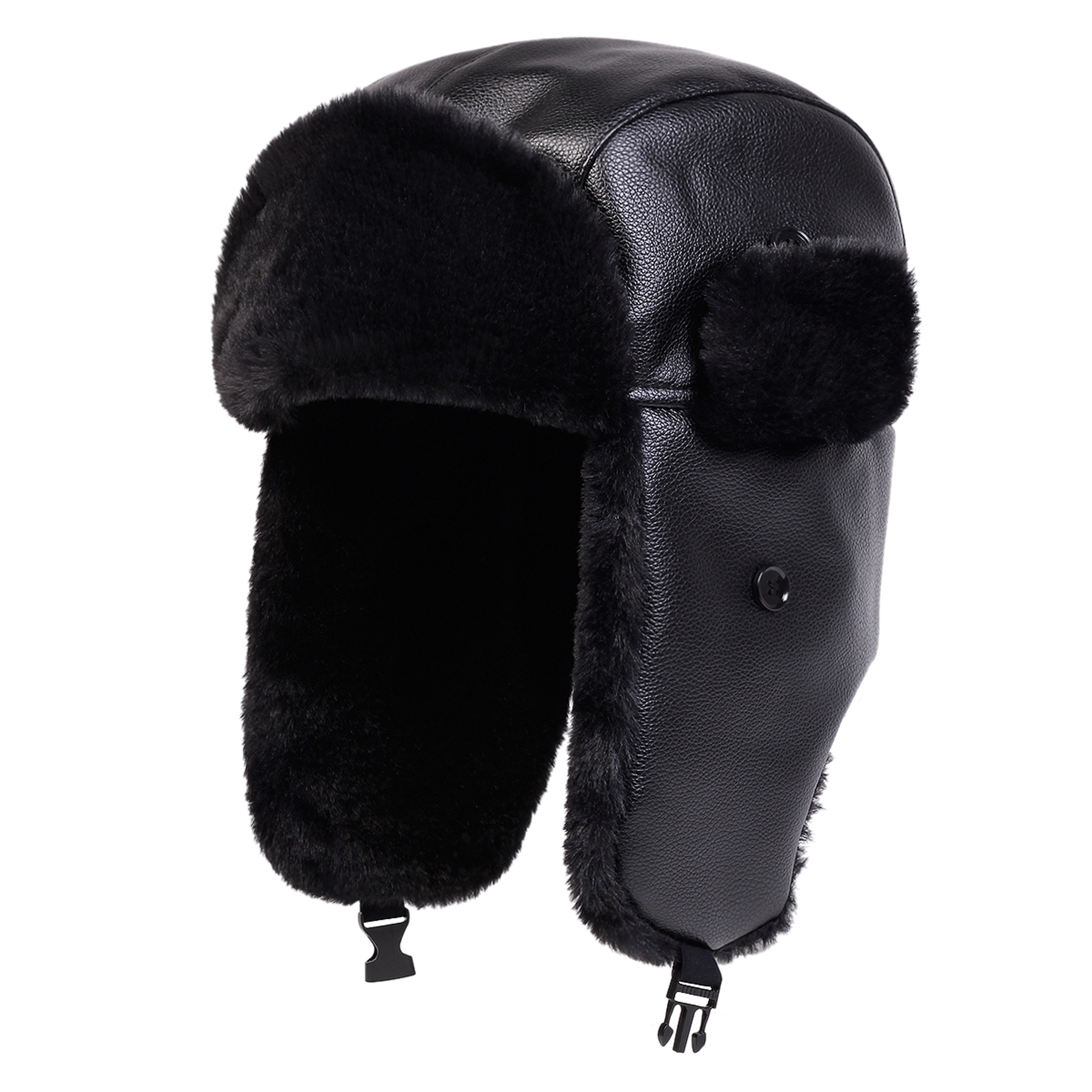 Warm Ski Hat Bomber, Unisex PU Lei Feng Hat, Winter Earflap Hat for Snow Activities – view 7