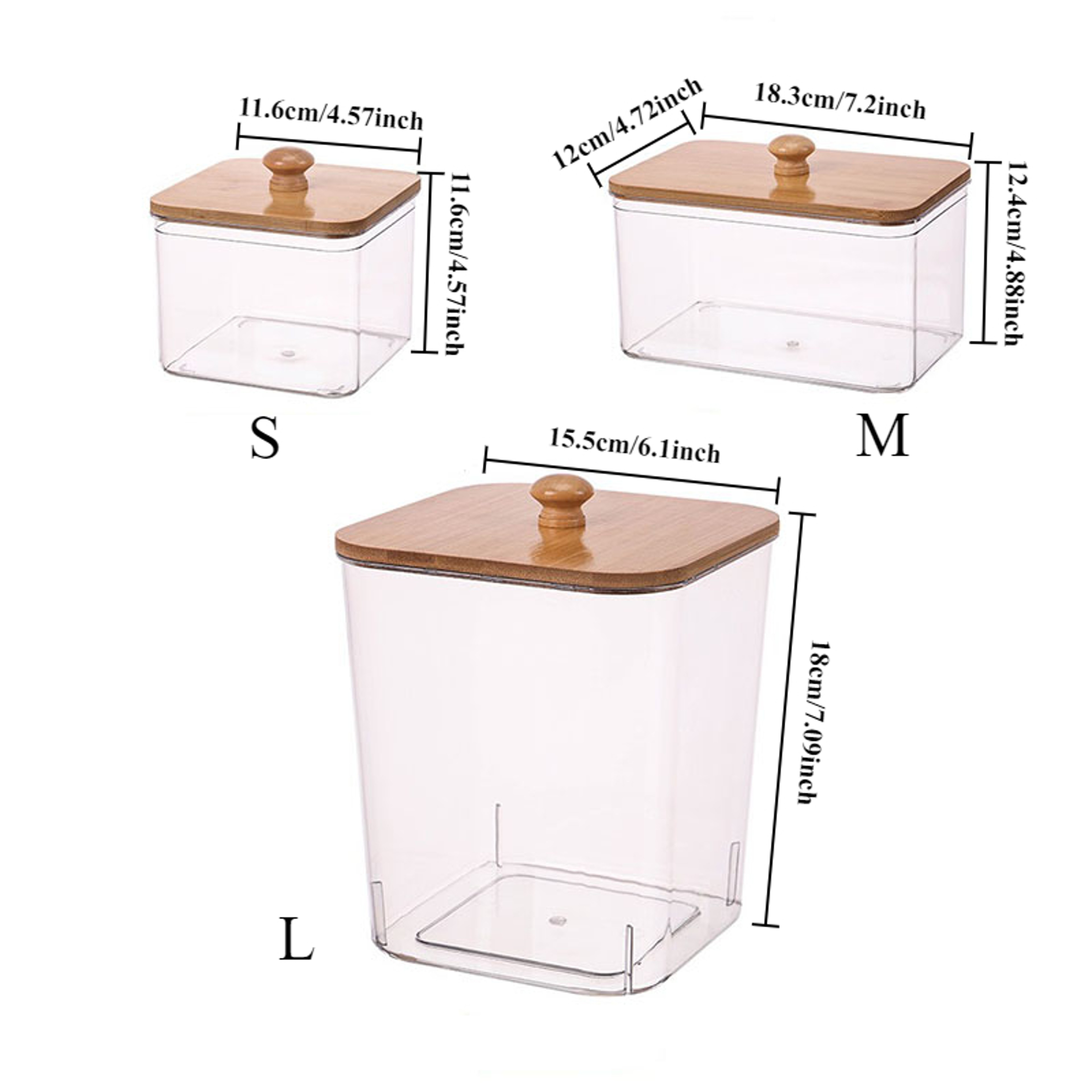 Cotton Swab Holder, Bamboo Lid Laundry Powder Storage Box, Desktop Decorative Box for Living Room, Table Organization – view 6