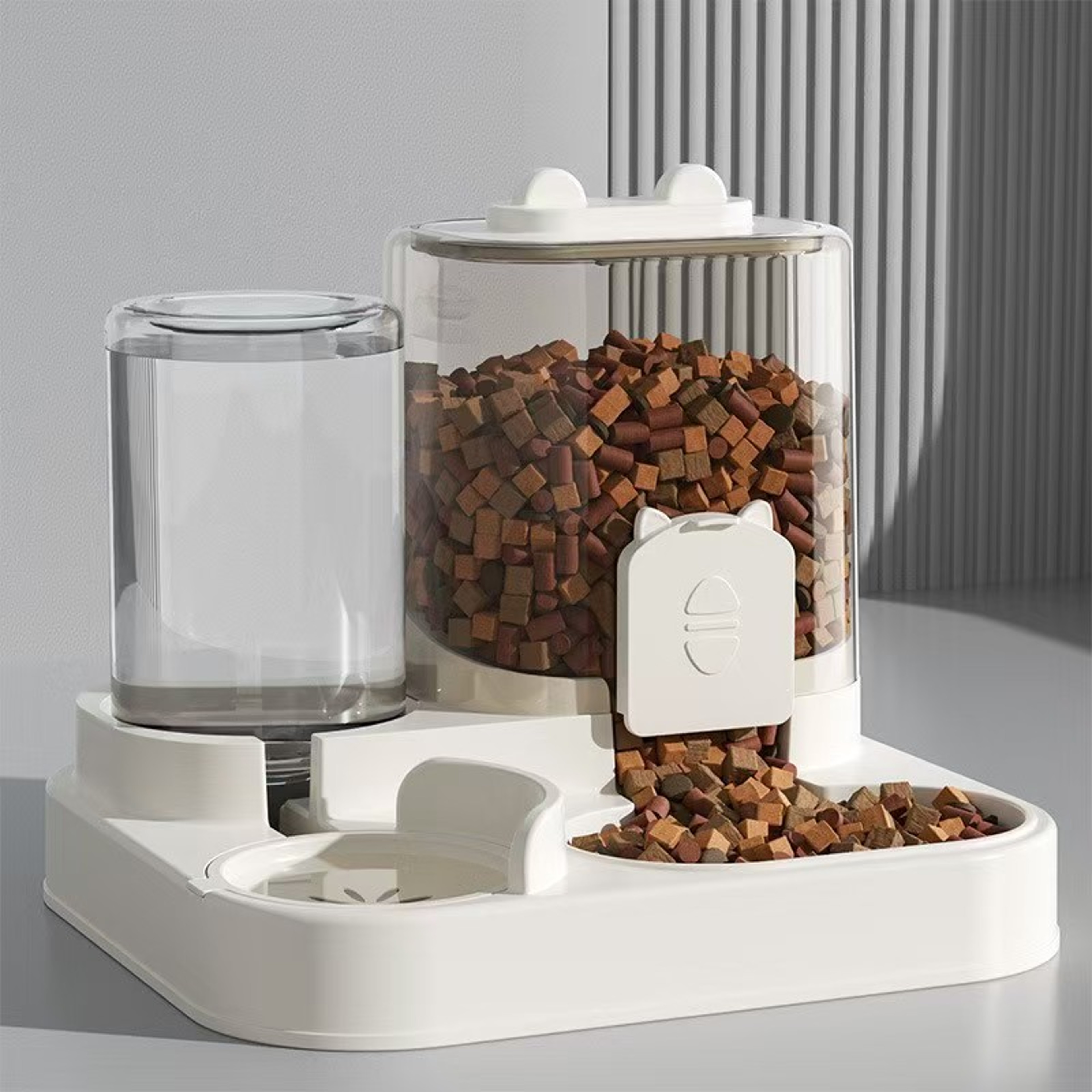 Pet Food Dispenser Container Automatic Feeder Dog Cat With Water Fountain Large Capacity Storage Bo 9
