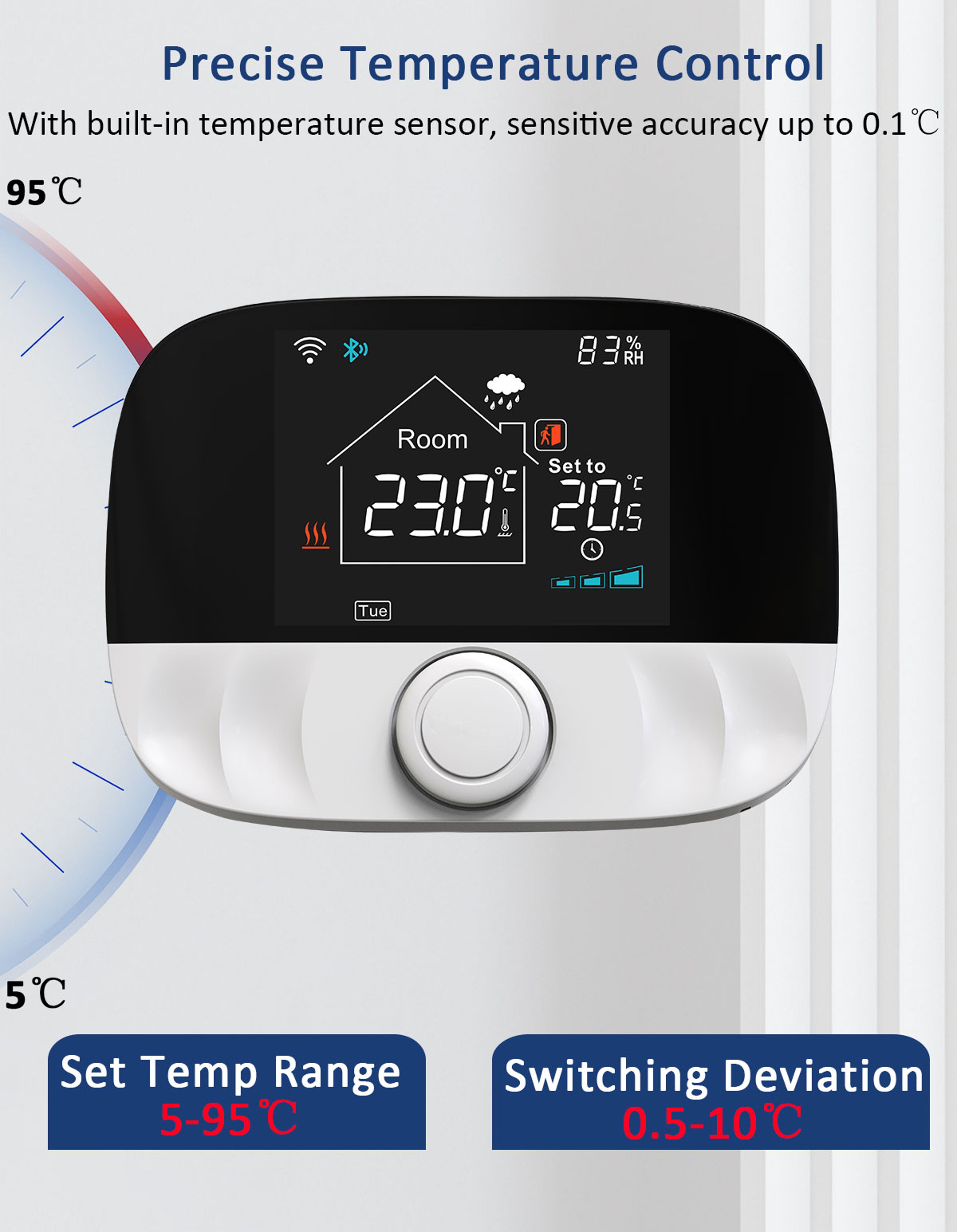Battery Powered Temperature Controller For Gas Boiler WiFi Thermostat 1