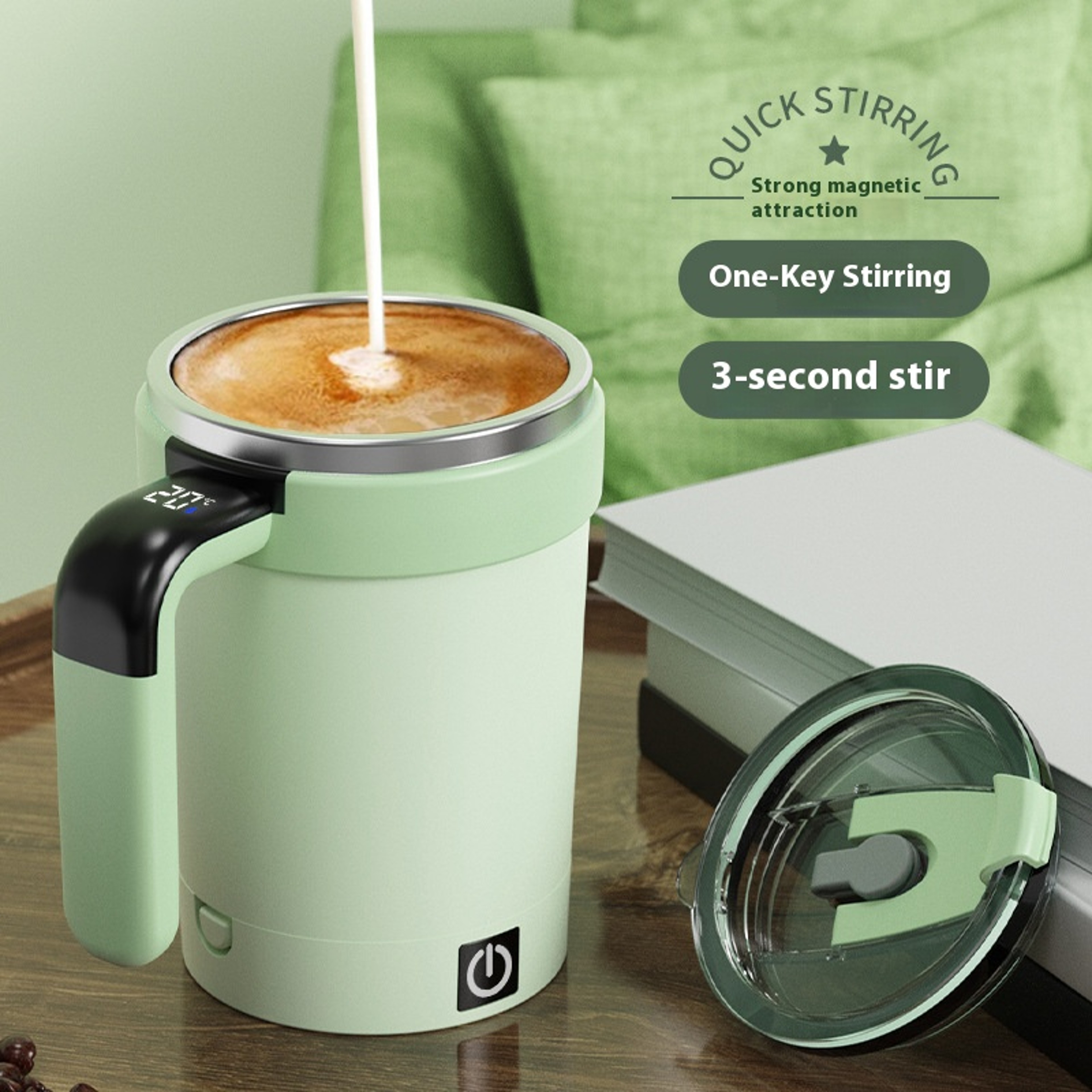 New Smart Temperaturemeasuring Magnetic Automatic Stirring Cup Electric Portable Coffee Cup Milksha