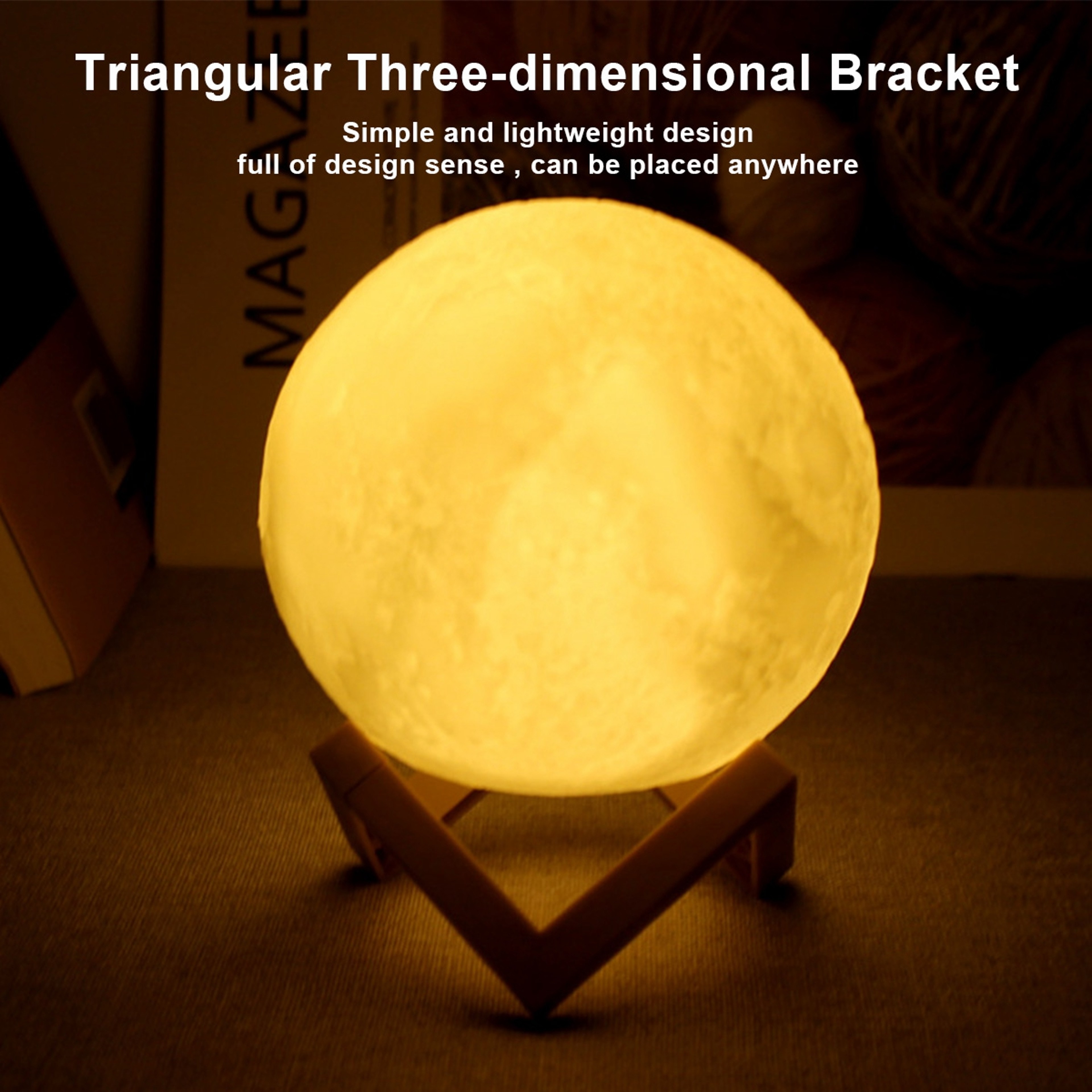 Starry Moon Lamp With Stand LED Night Light For Bedroom Decor Night Lights Kids Gift Moon Lamp 2