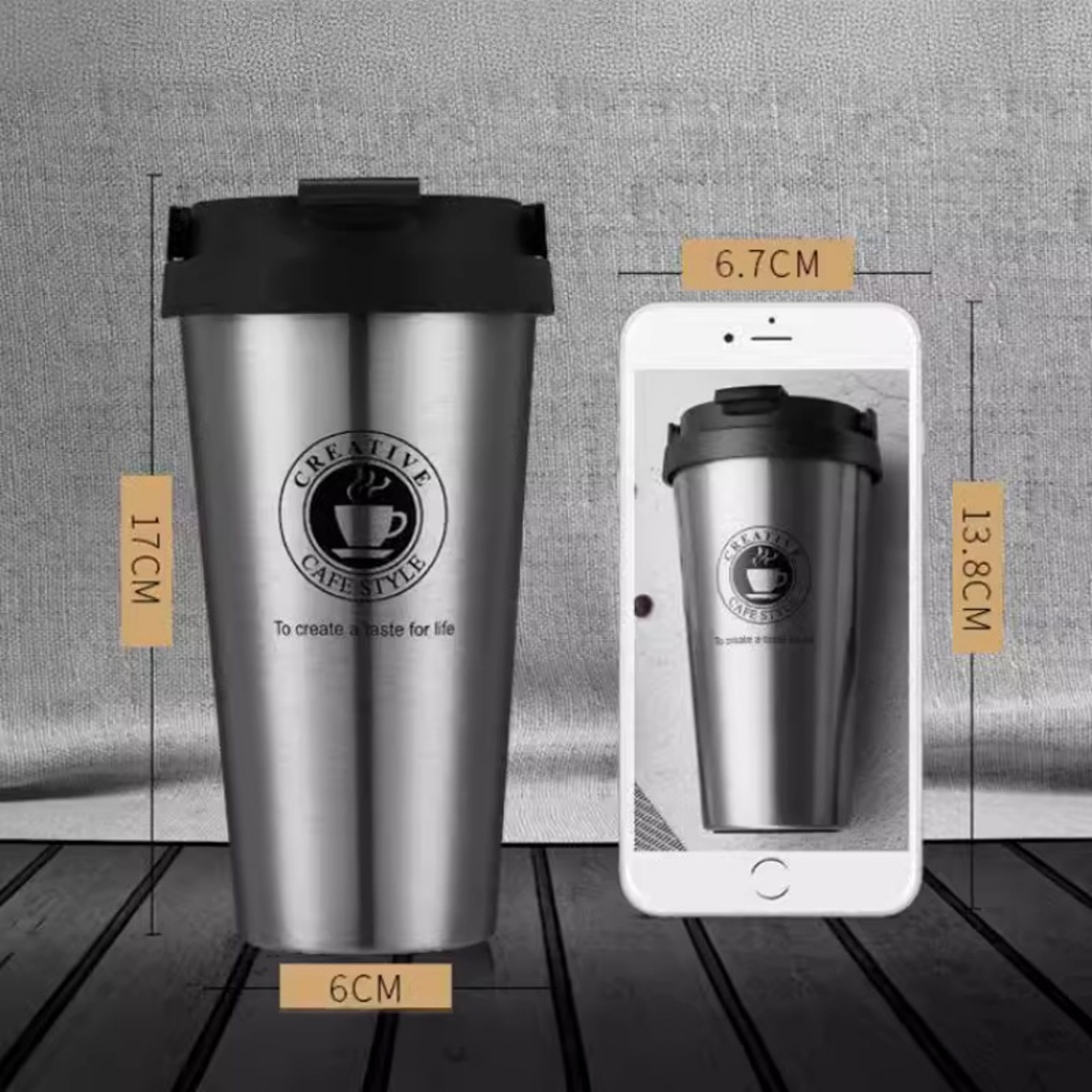 Portable Office Coffee Cup, Double-layer Vacuum Thermos, New American Simple Large-capacity Mug with Rope – view 4