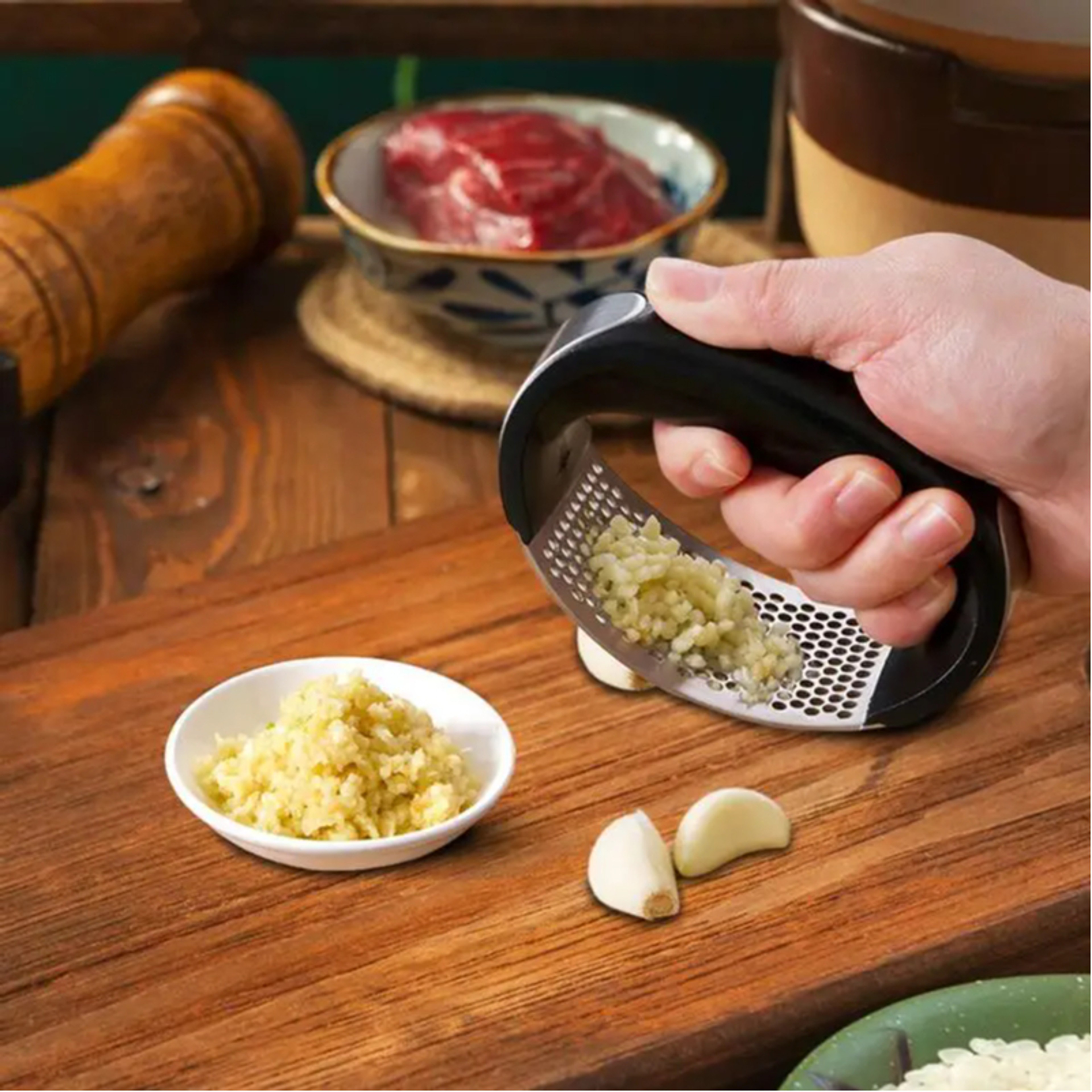 Stainless Steel Garlic Press Crusher Manual Minced Garlic Chopped Garlic Cutting Mince Tools Fruit Vegetable Tool Kitchen Gadget – view 5