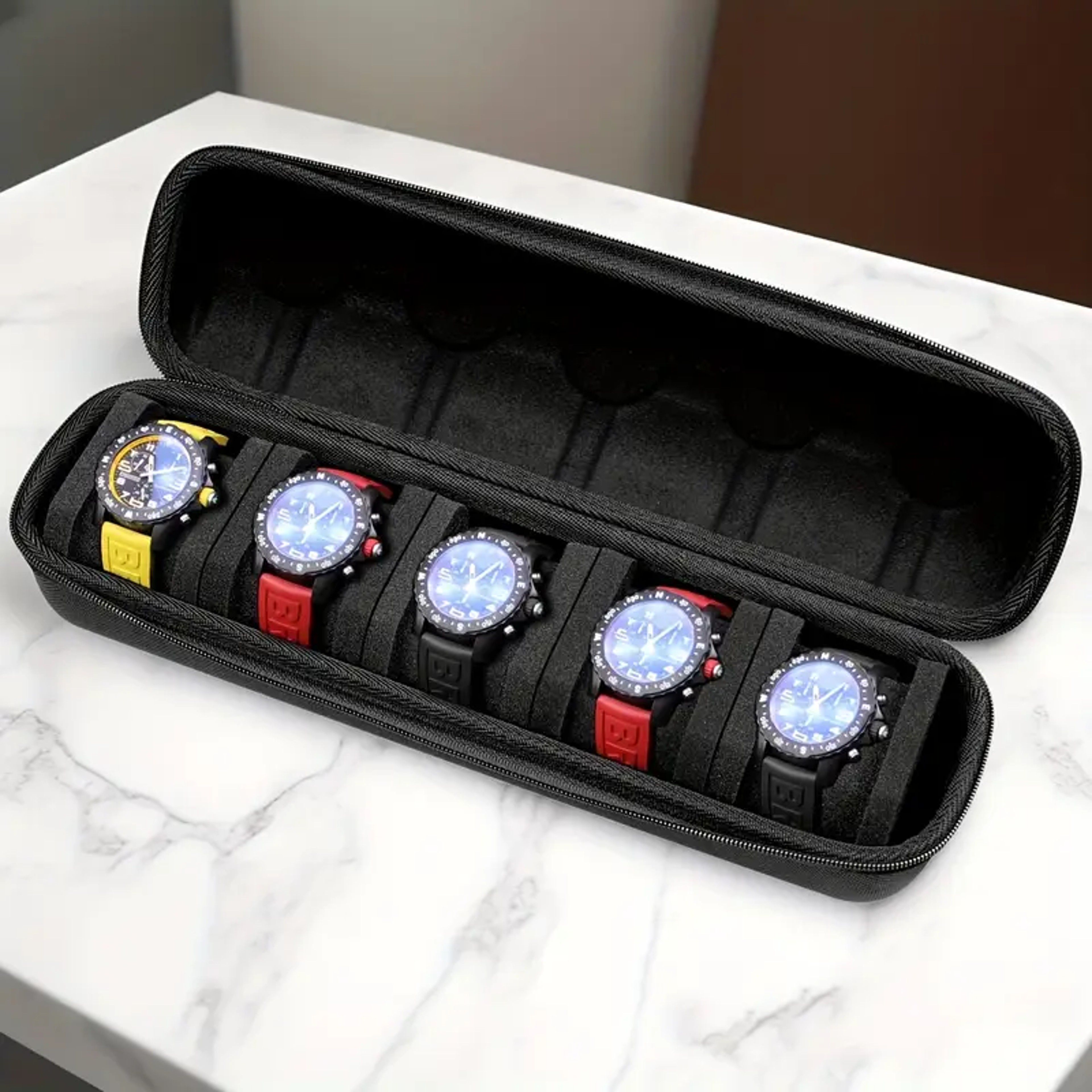 Watch Storage Organizer Box, Watch Travel Case, Hardshell Travel Case for Men's and Women's Watches, Handbag Organizer – view 5
