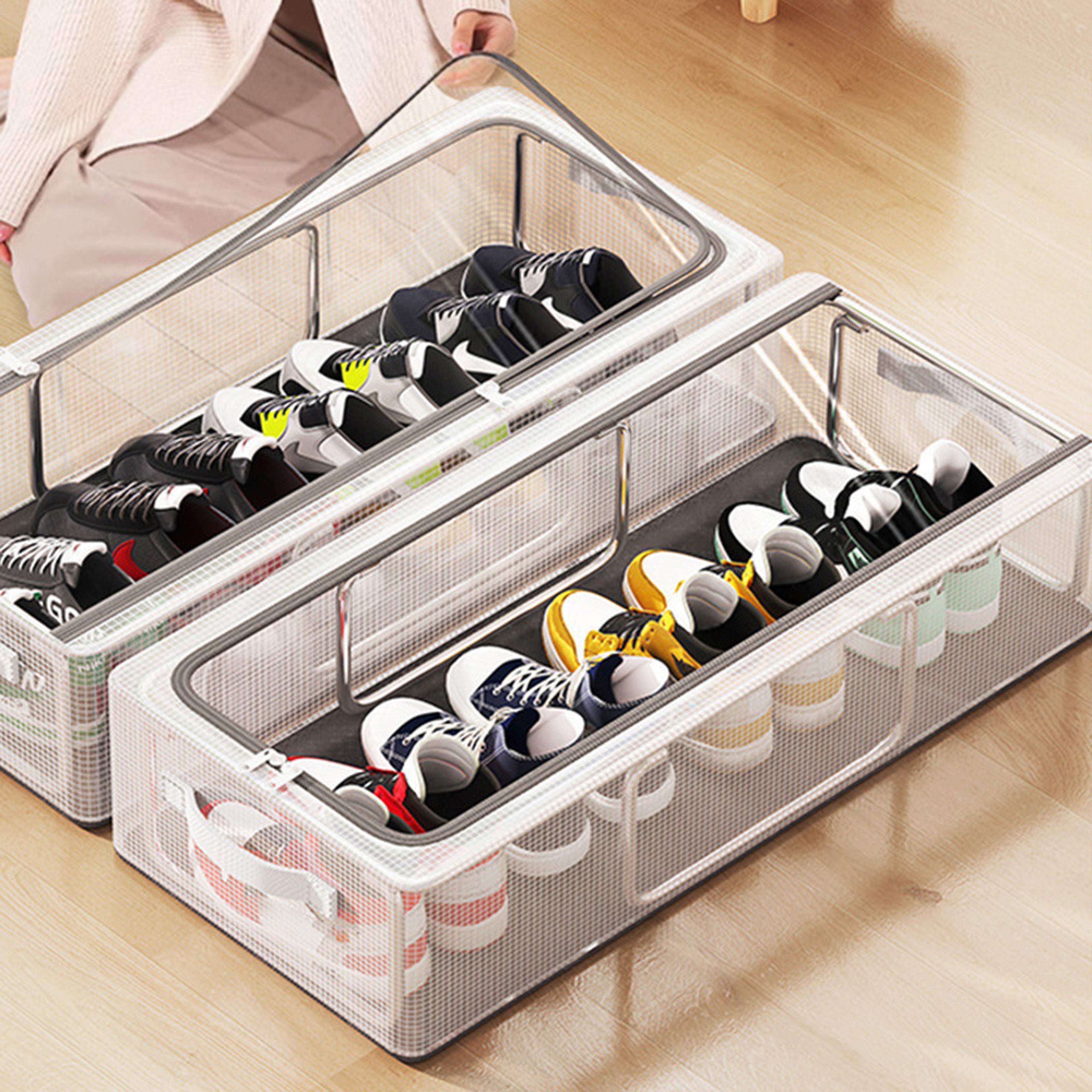 Foldable Dustproof Shoe Box Storage Rack Transparent PVC Organizer 5