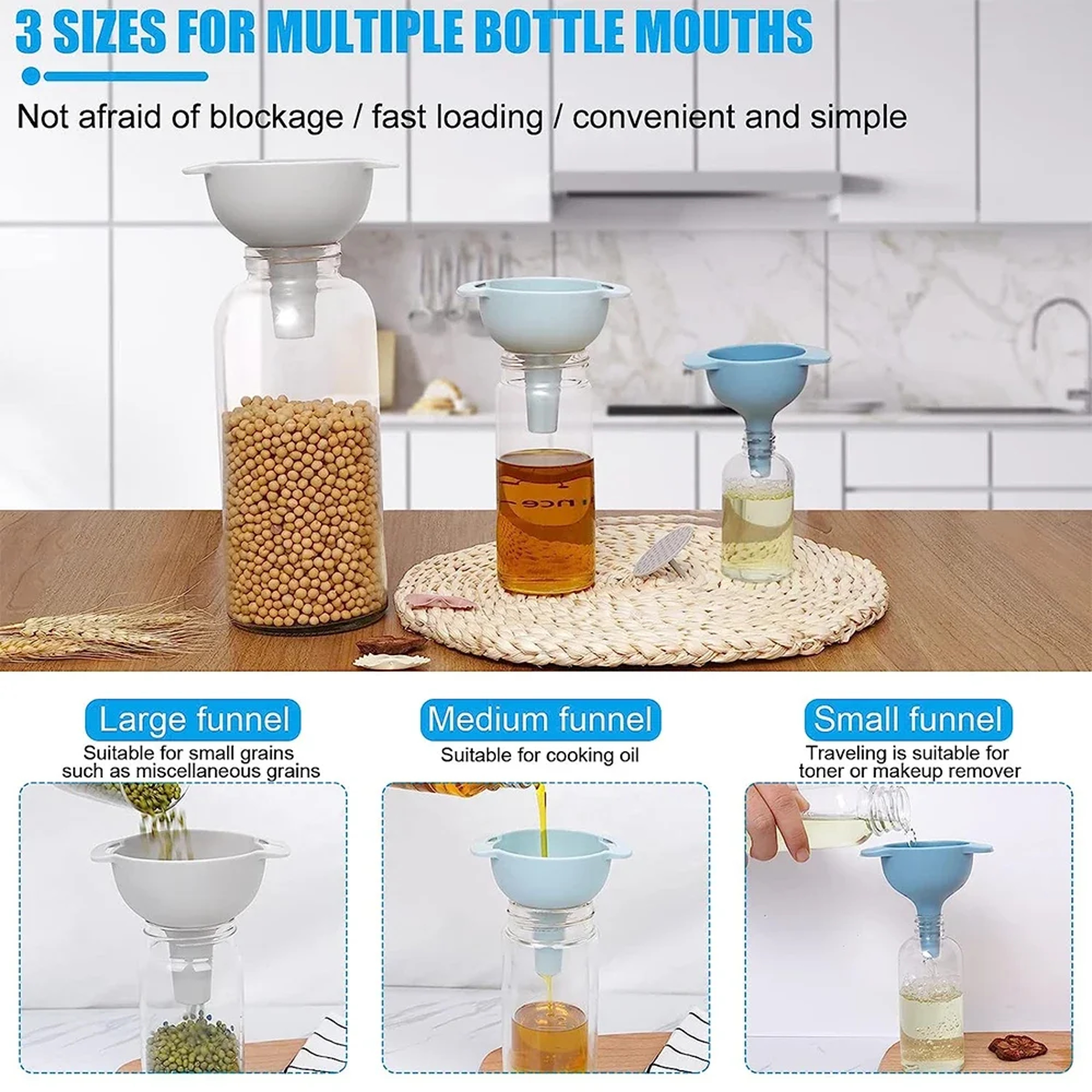 FoodGrade BPAFree Funnel Set For Oil And Liquid Transfer 6