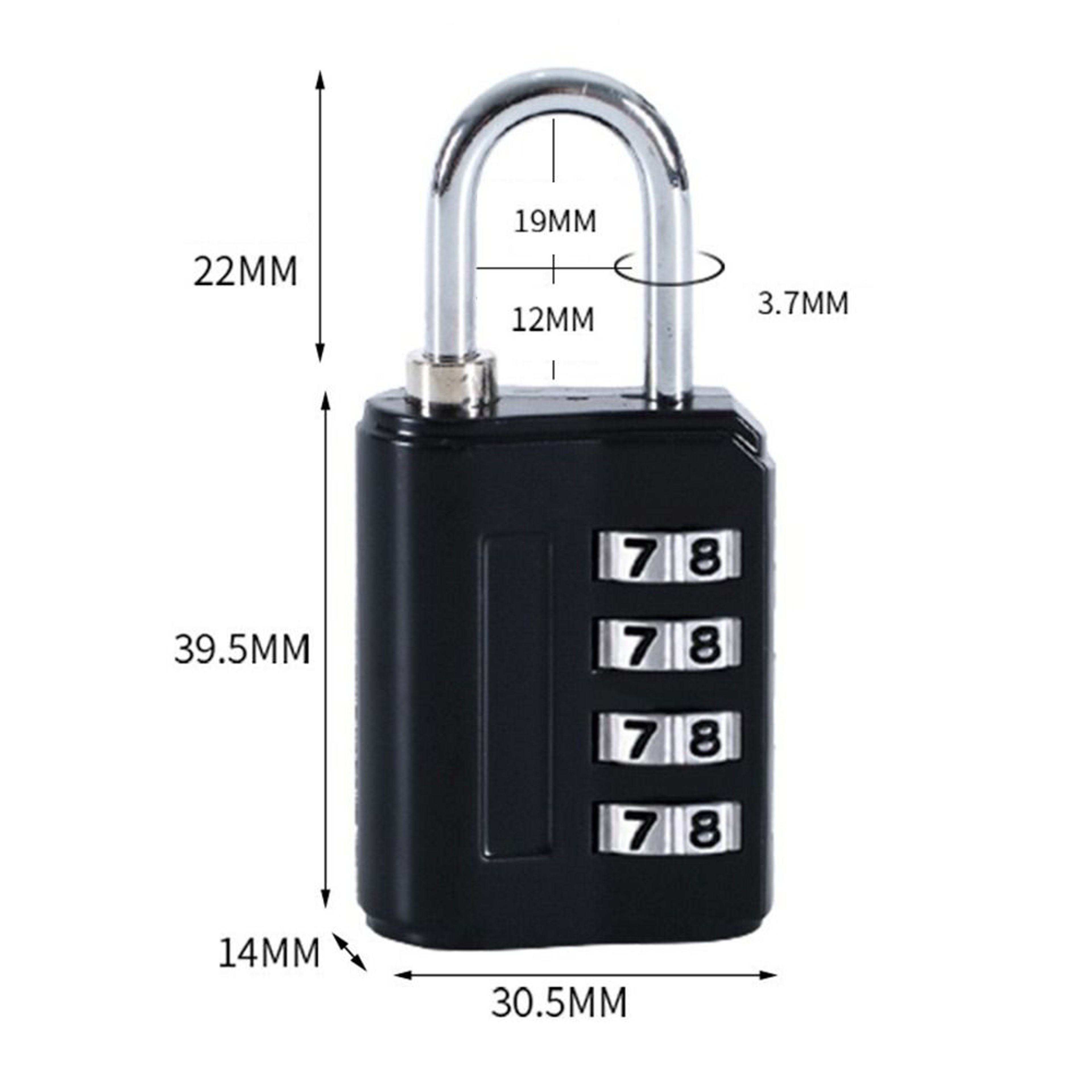 Zinc Alloy Combination Lock, Travel Safe Padlock for Suitcases and More – view 6